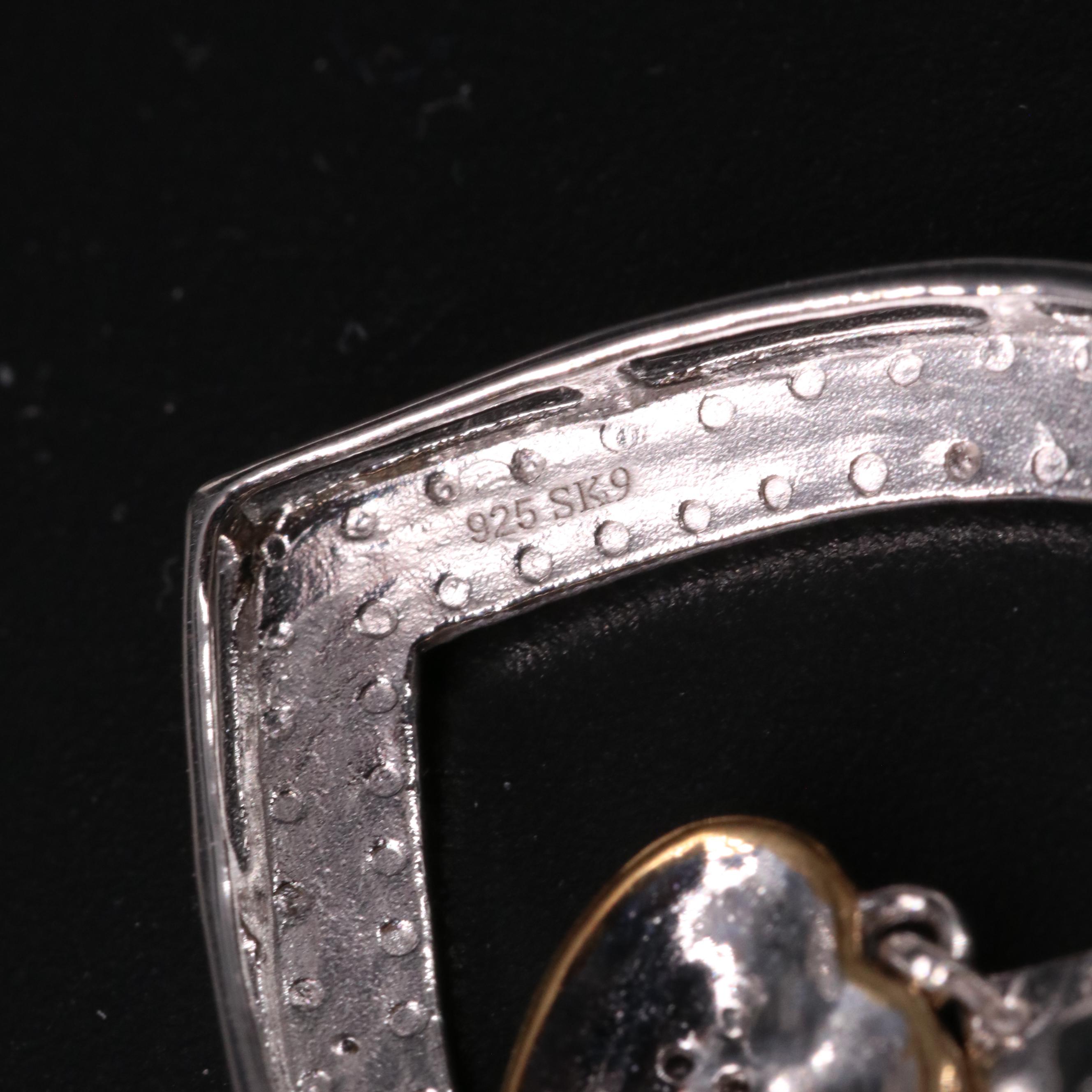 Sterling Dangle Double Heart Pendant Necklace