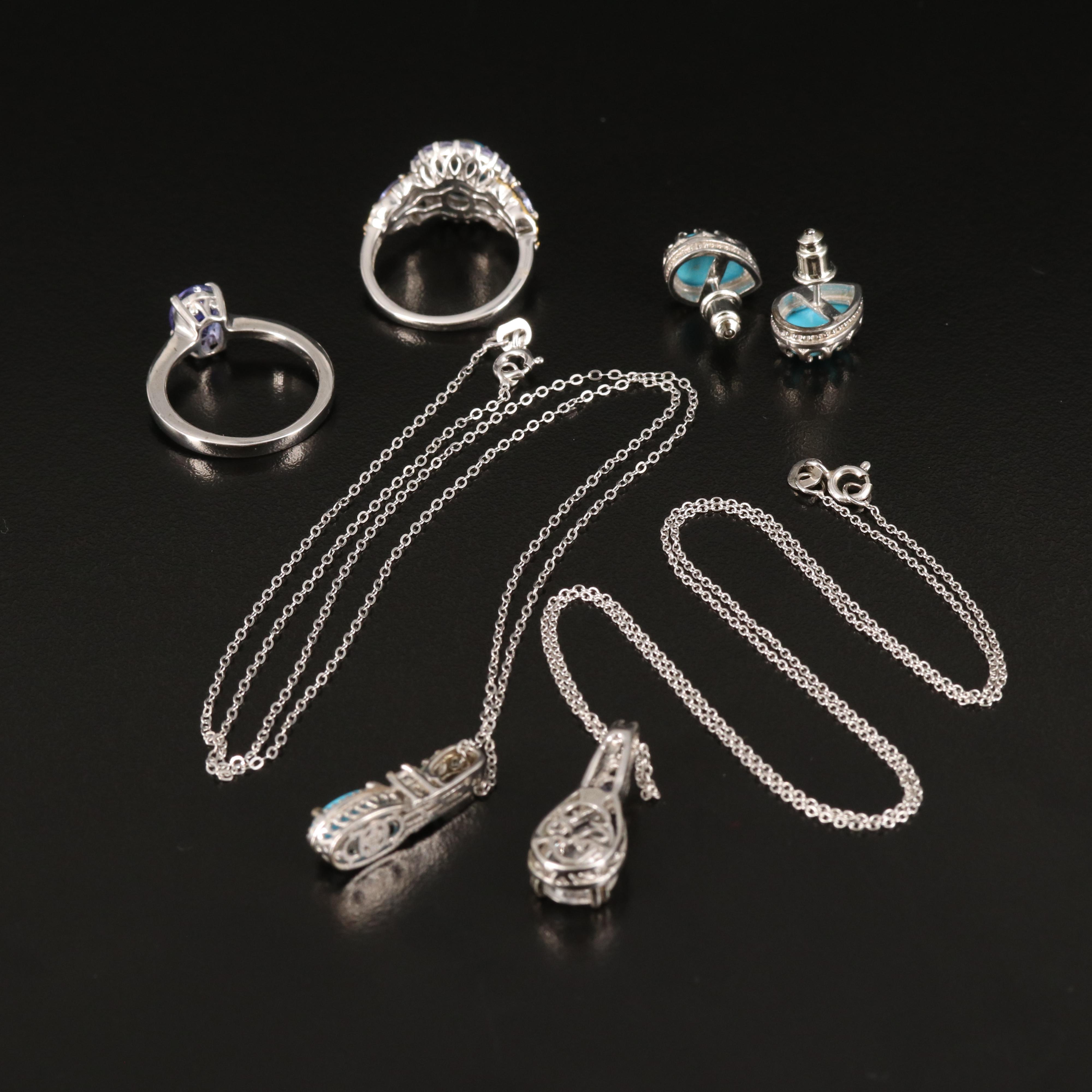 Tanzanite, Turquoise and Petalite Featured in Sterling Jewelry Assortment