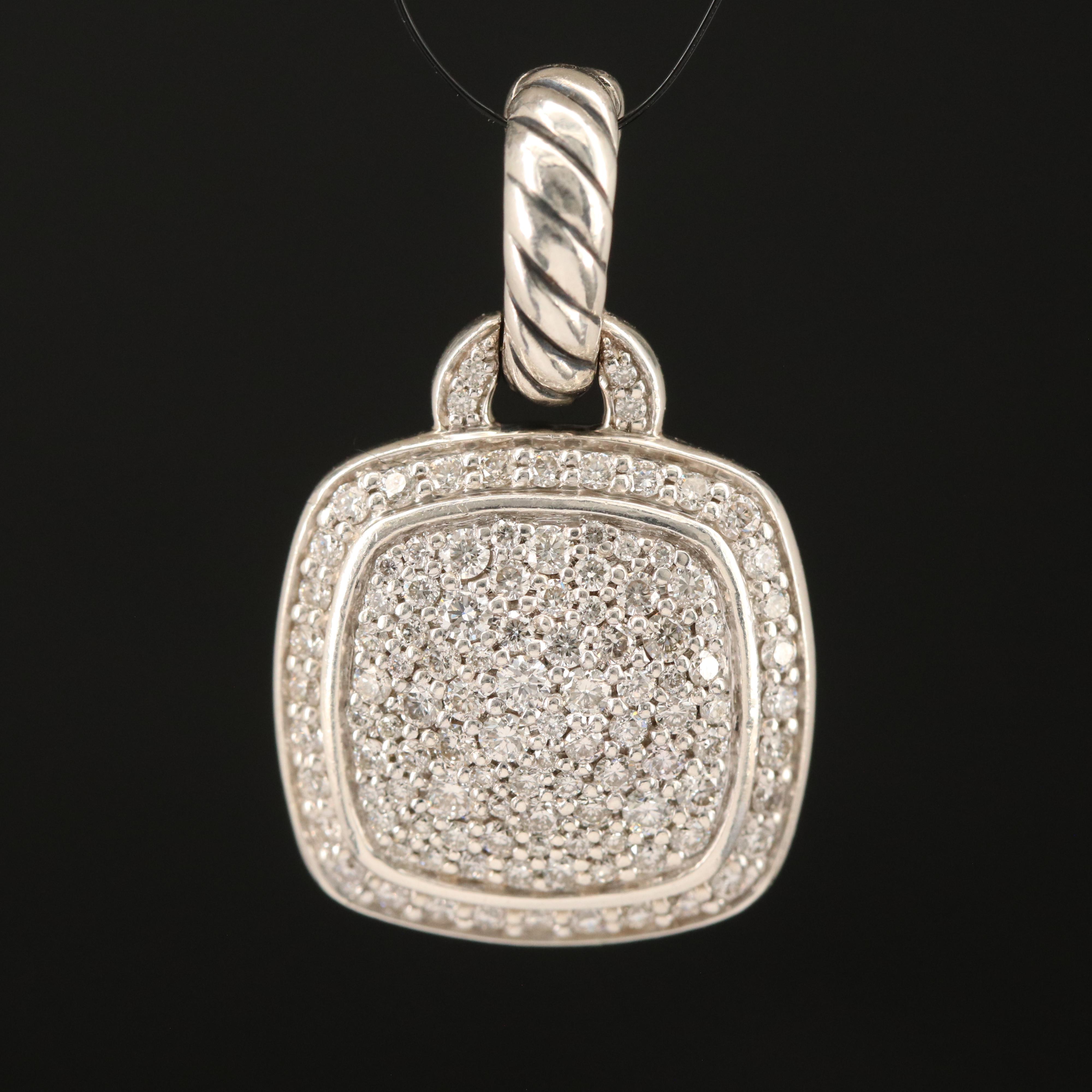 David Yurman "Albion" Sterling 1.00 CTW Diamond Enhancer Pendant