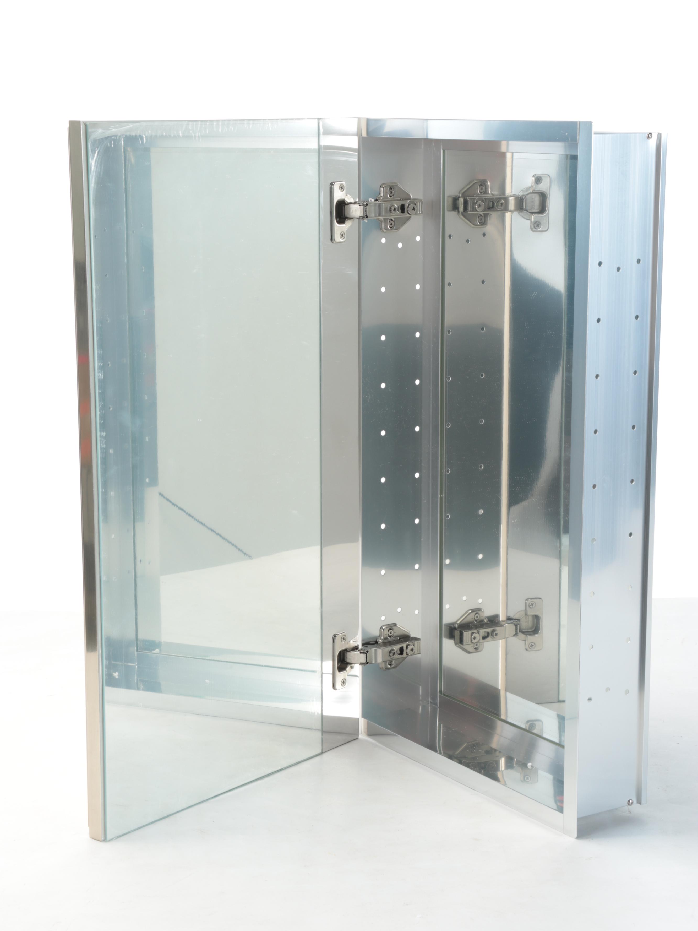 Surface Mount Mirror Medicine Cabinet with Brushed Nickel Finish Aluminum Frame