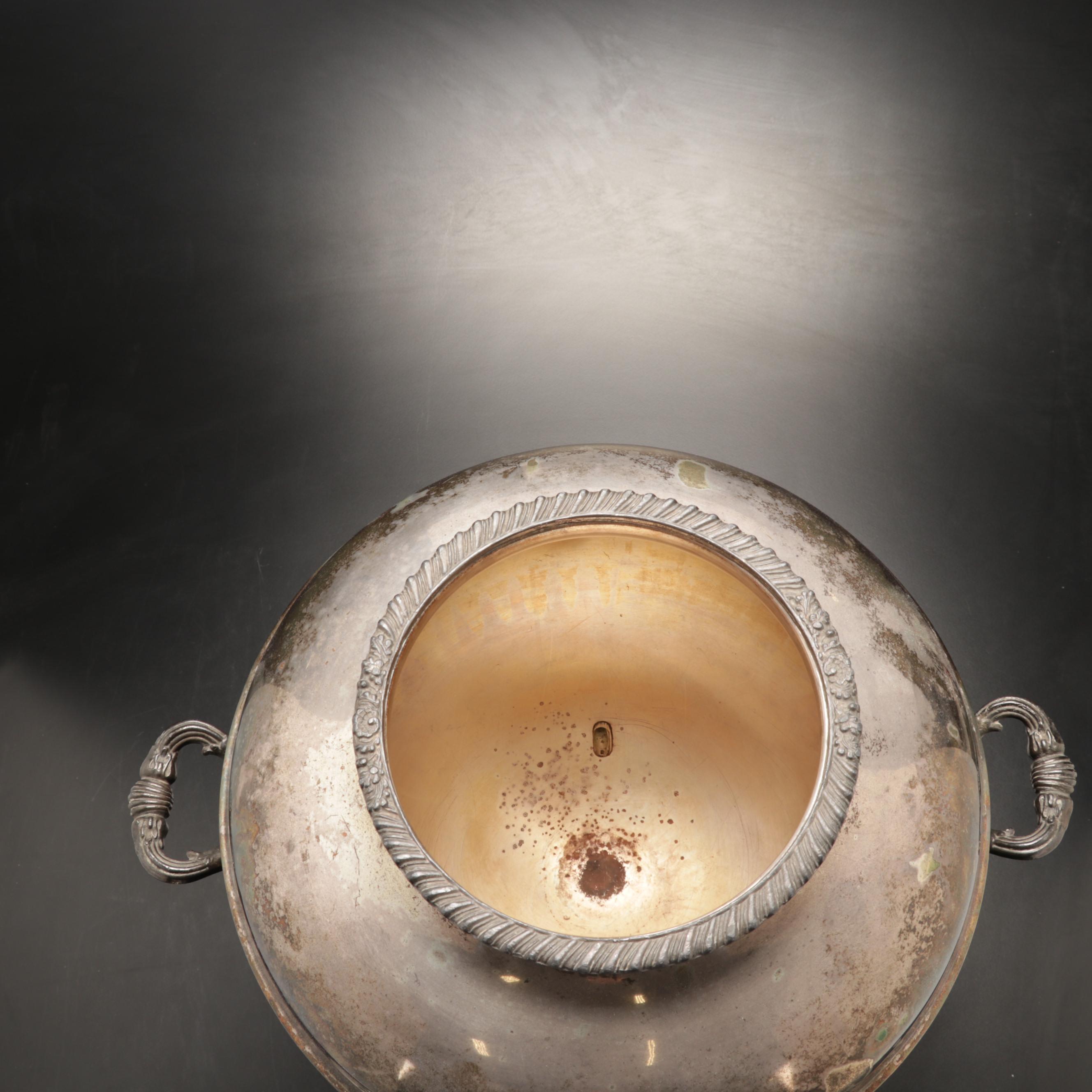 Silver Plate Claw Foot Sterno Samovar, 20th Century