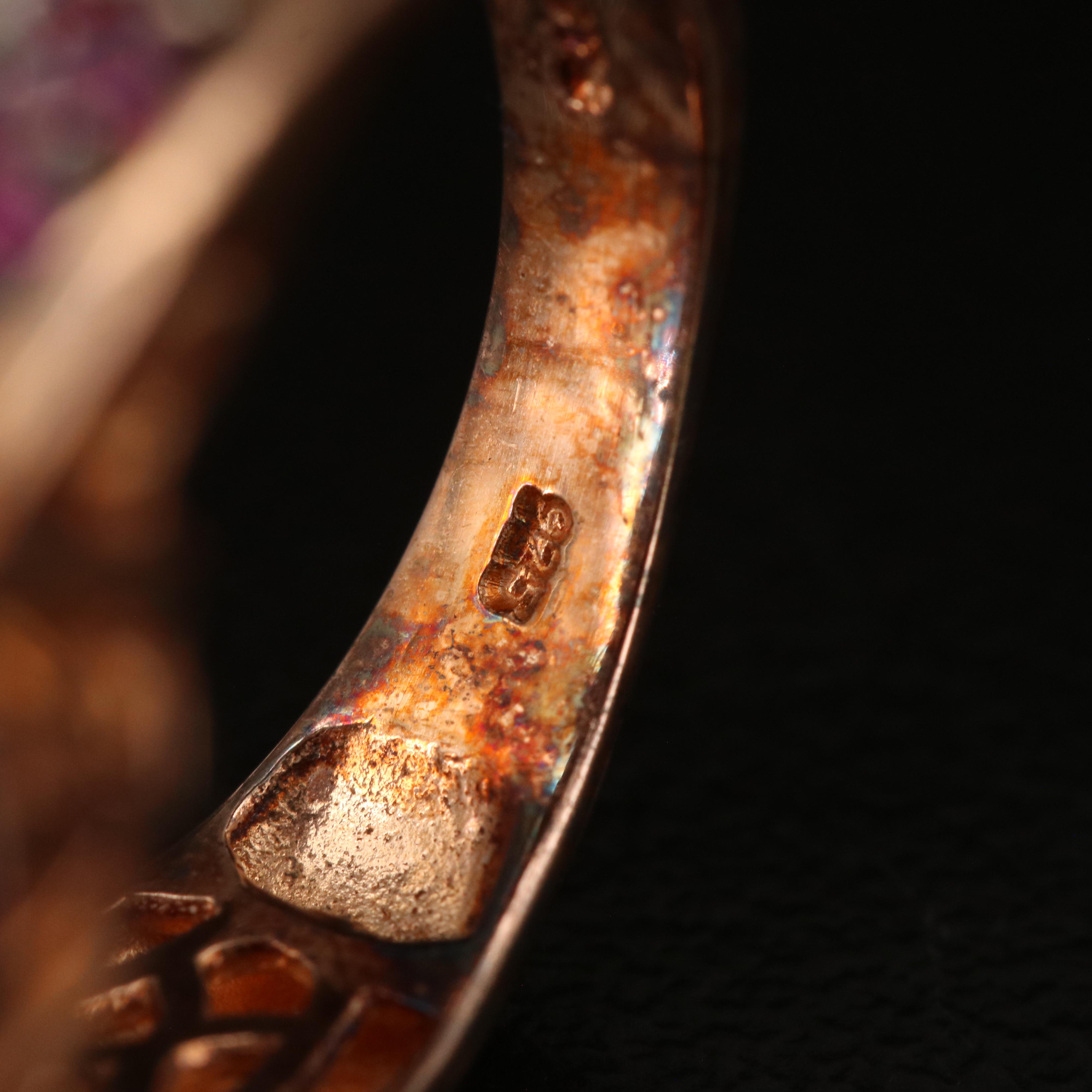 Sterling Amethyst, Topaz and Garnet Ring