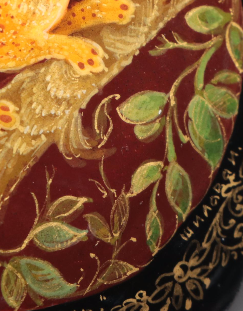 Russian "Lynx", "Peacock" and "Dog" Hand-Painted Lacquer Boxes