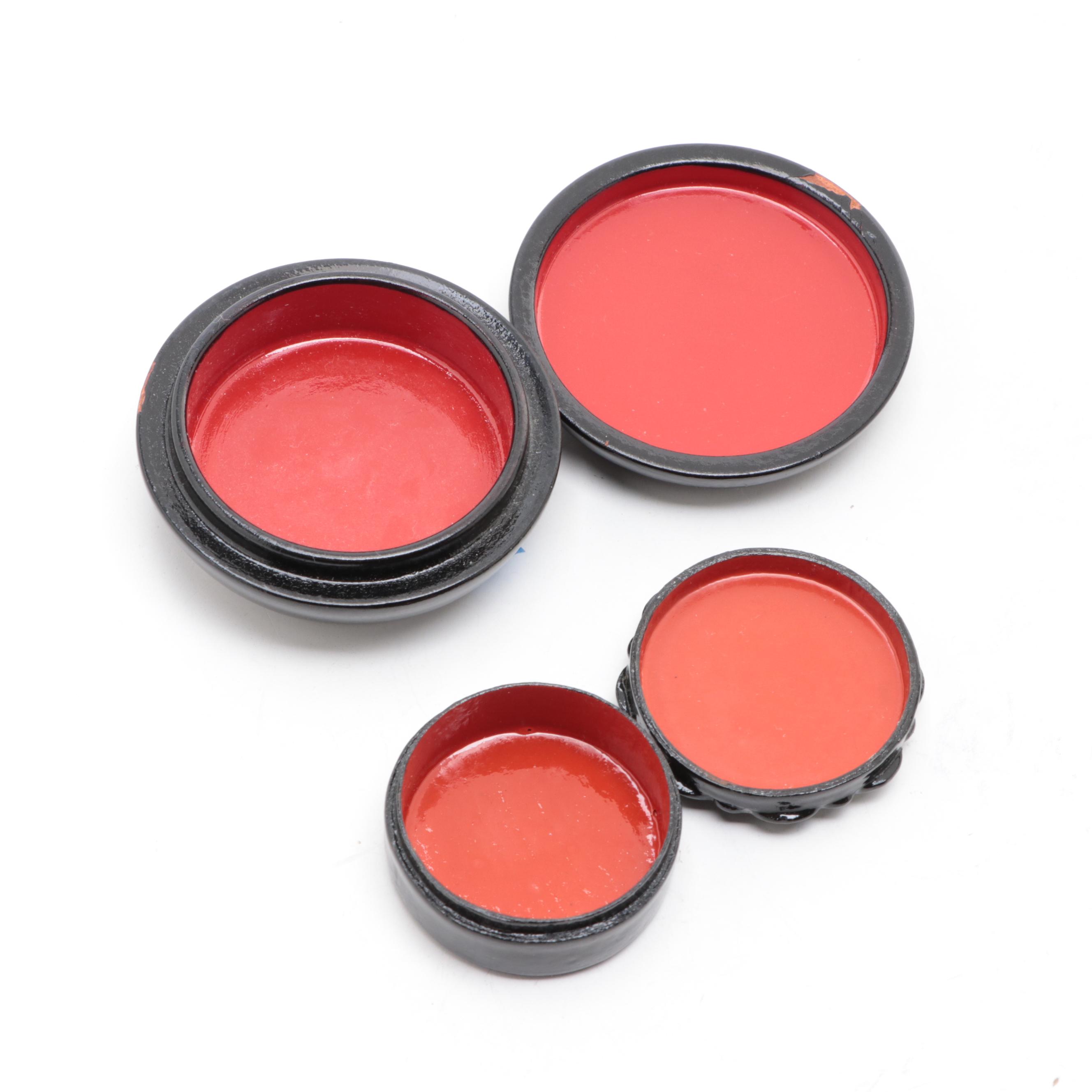 Russian "Lynx", "Peacock" and "Dog" Hand-Painted Lacquer Boxes