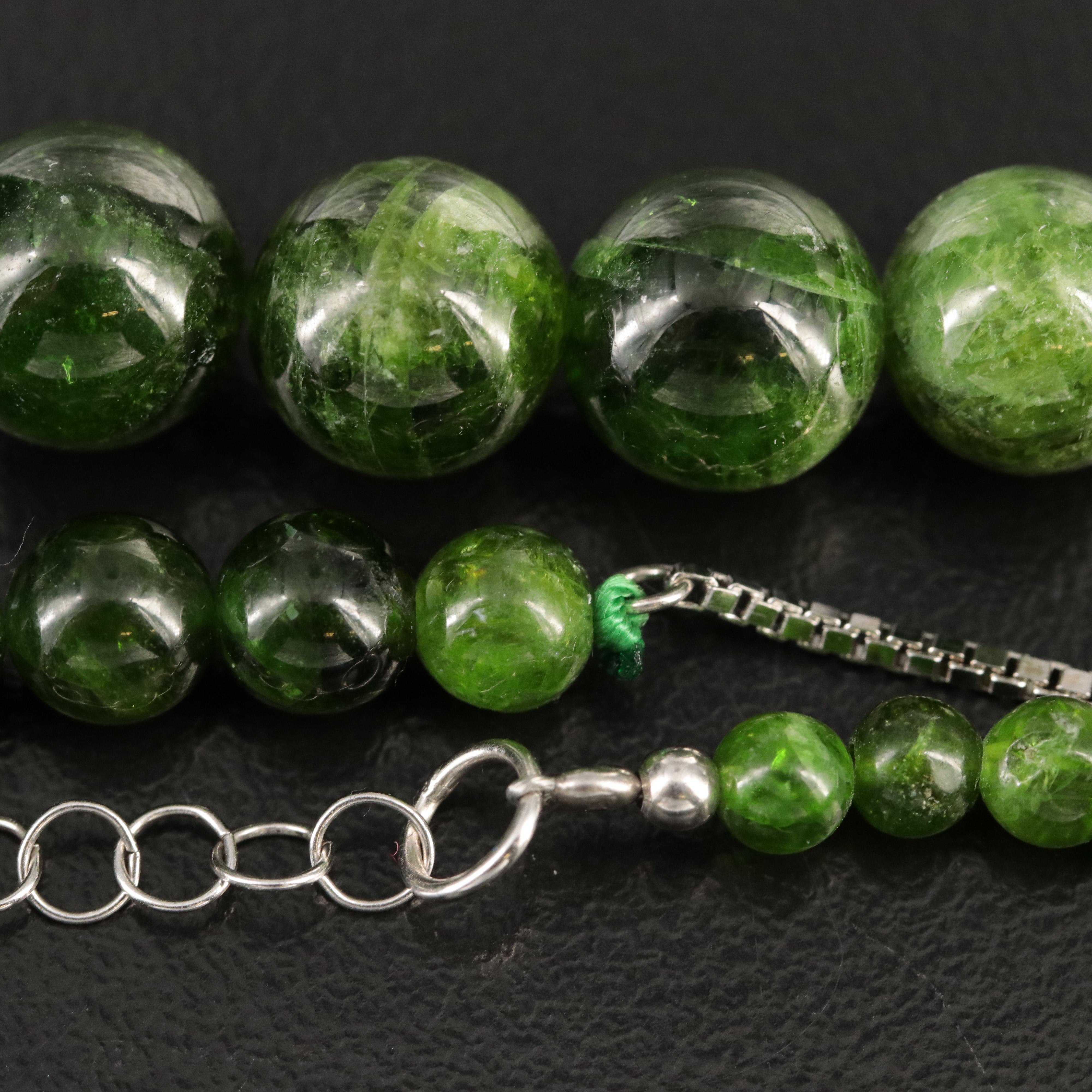 Sterling Diopside Bracelet with Graduating Necklace
