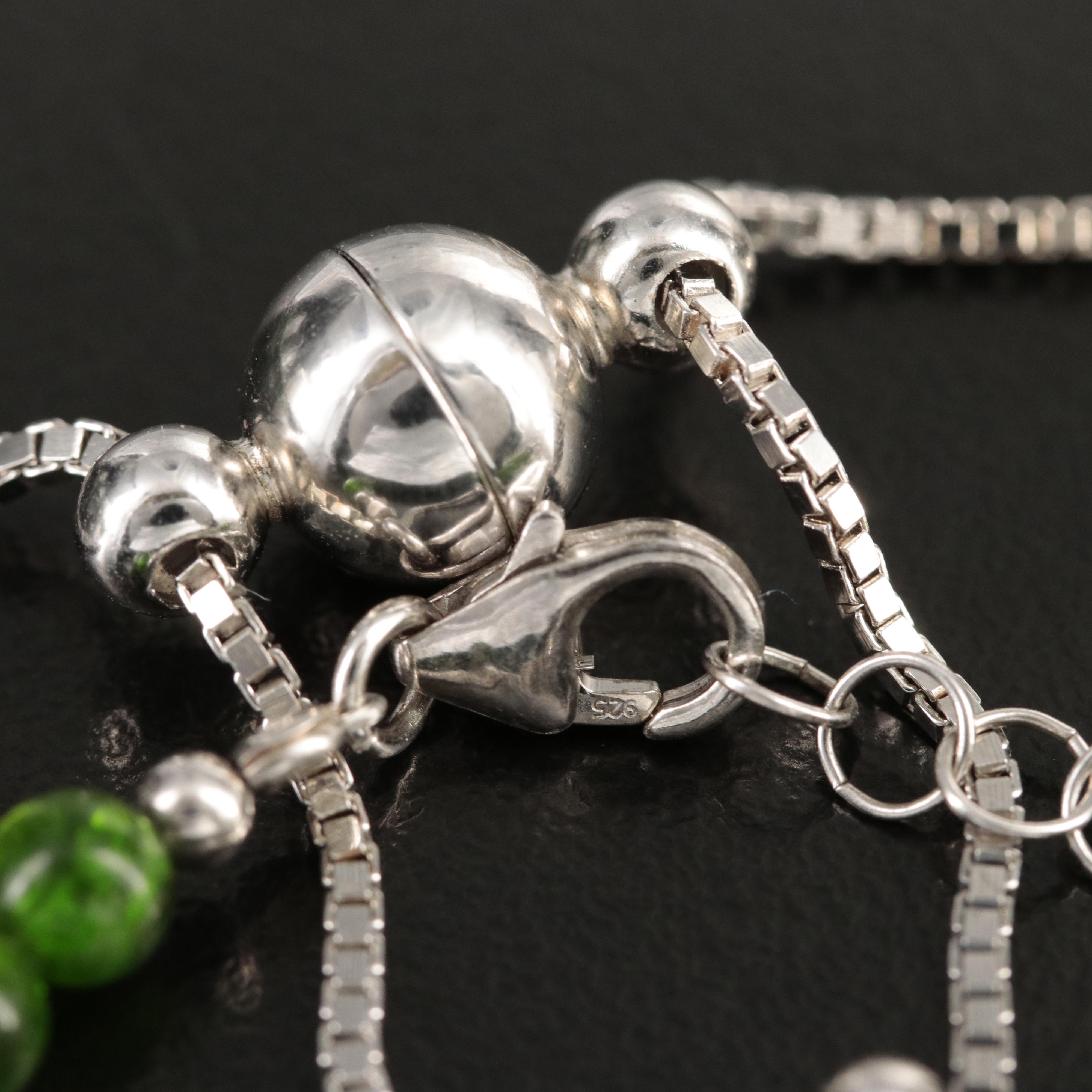 Sterling Diopside Bracelet with Graduating Necklace
