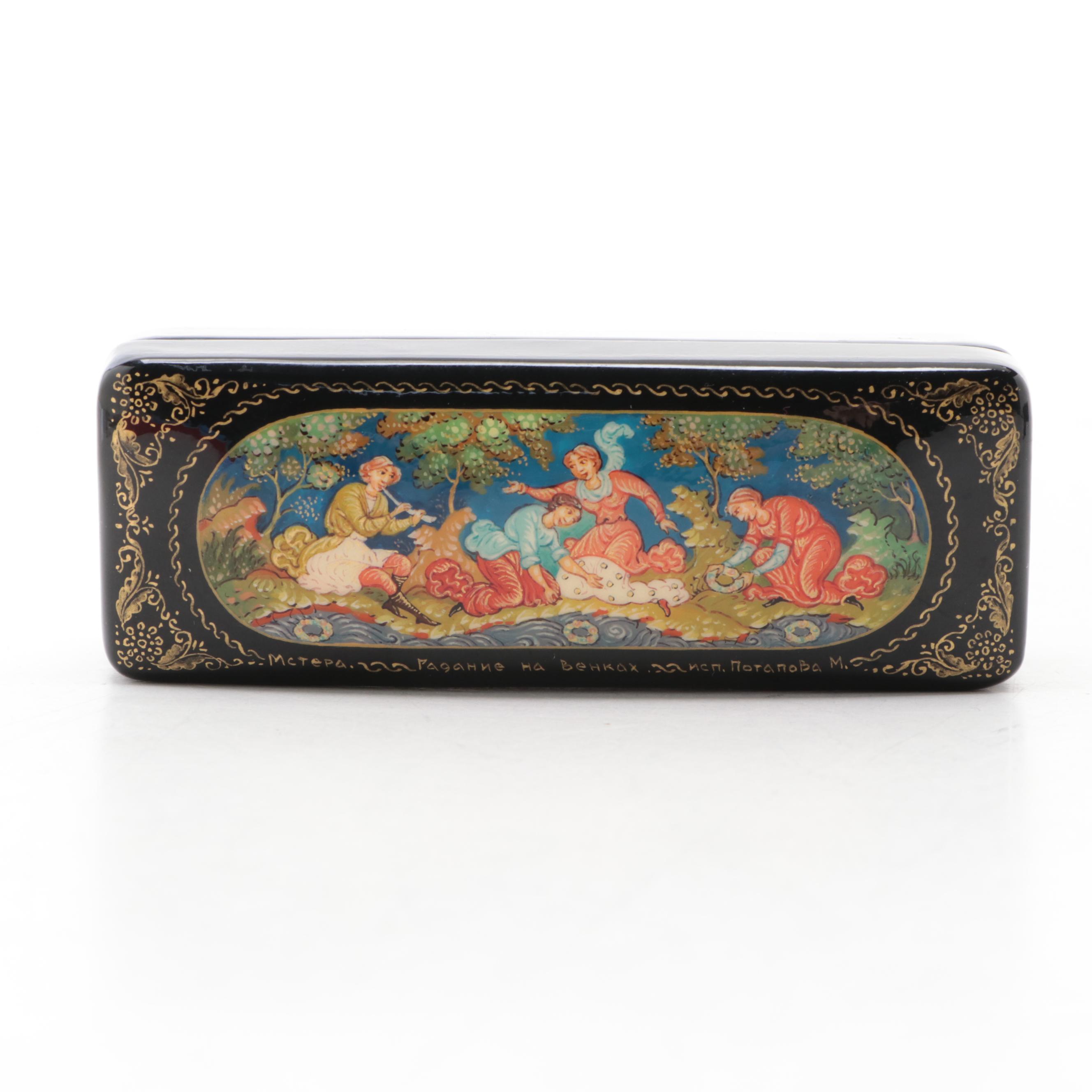 Russian "Deer Hunting" and Other Hand-Painted Lacquer Boxes