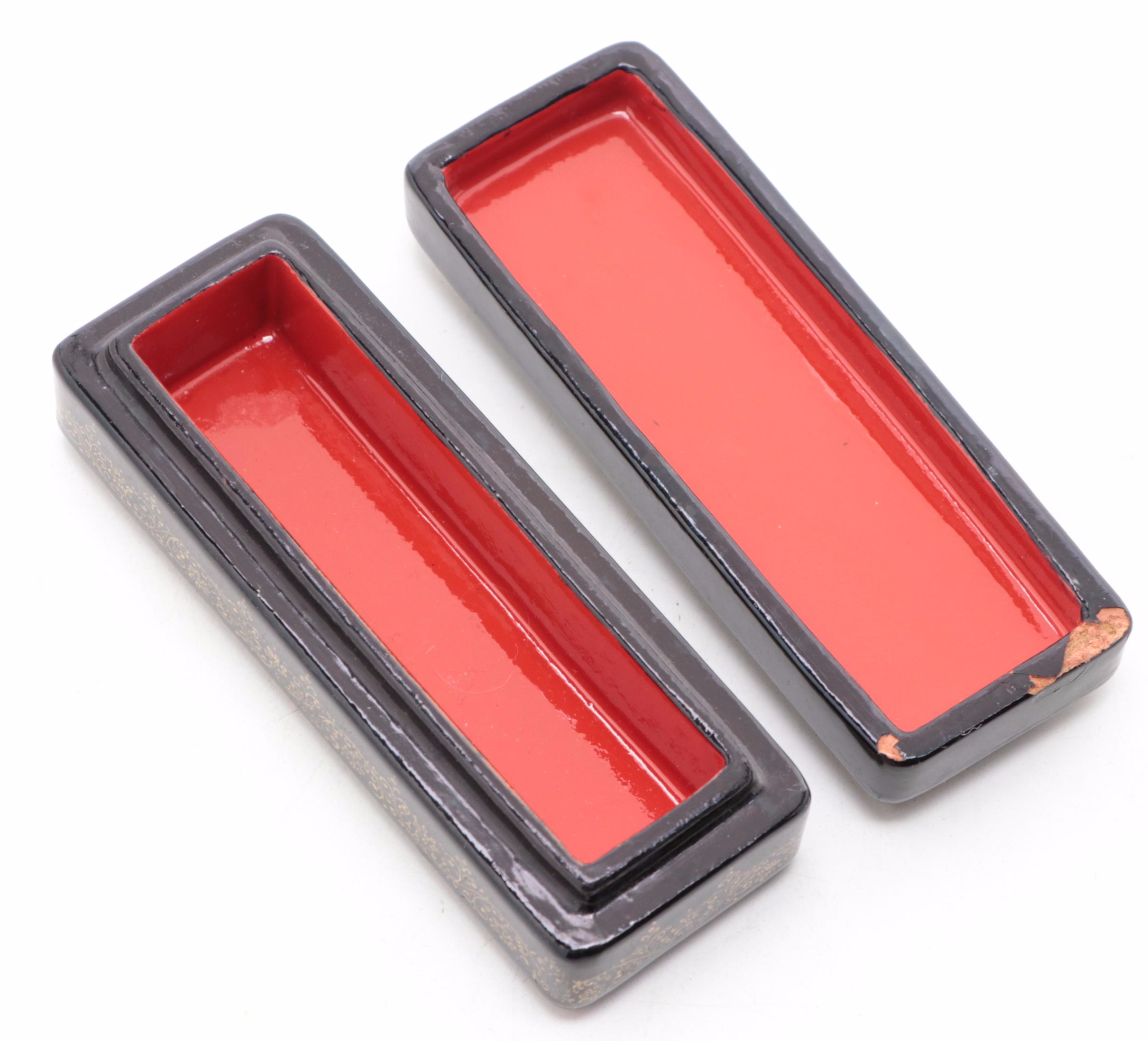 Russian "Deer Hunting" and Other Hand-Painted Lacquer Boxes