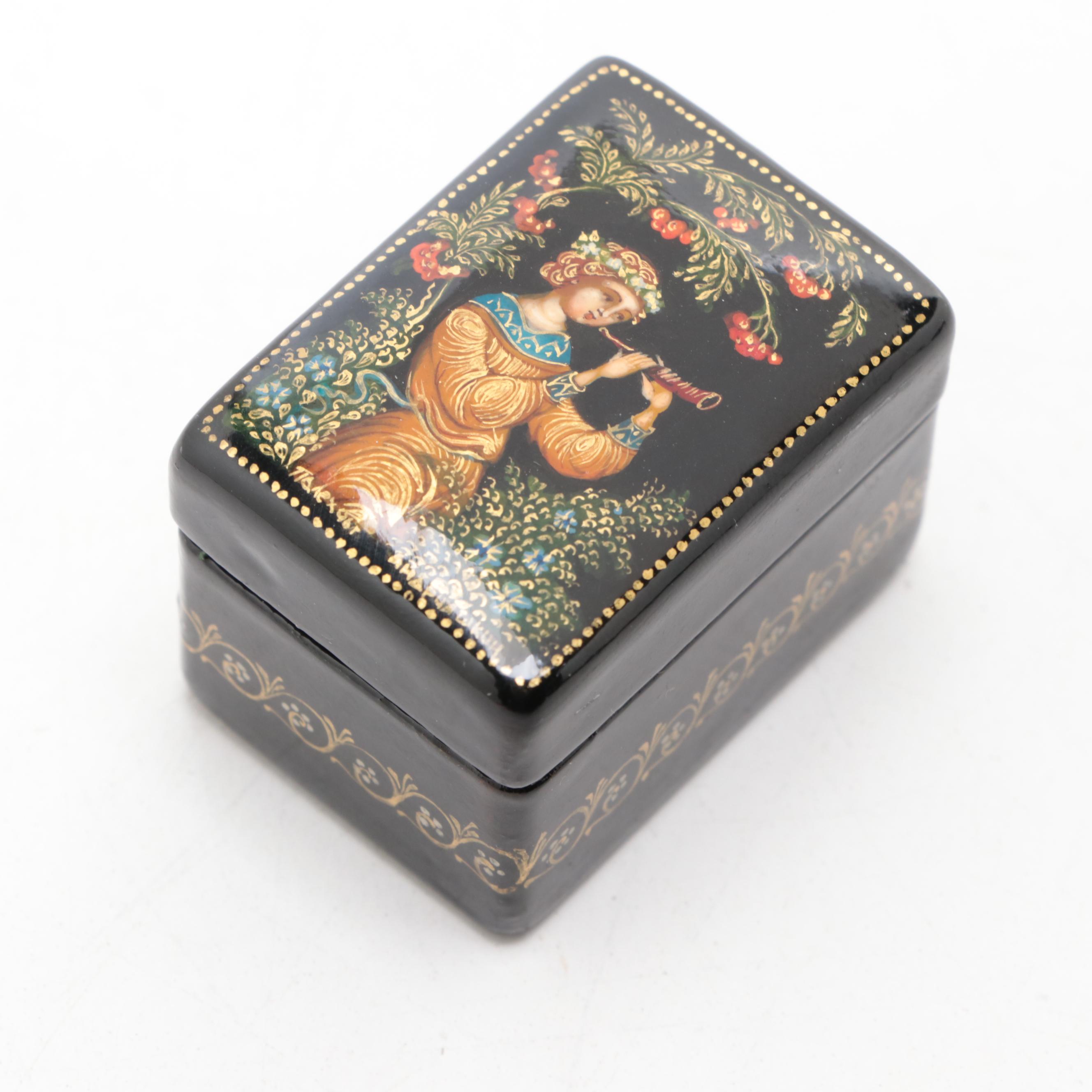 Russian "Deer Hunting" and Other Hand-Painted Lacquer Boxes