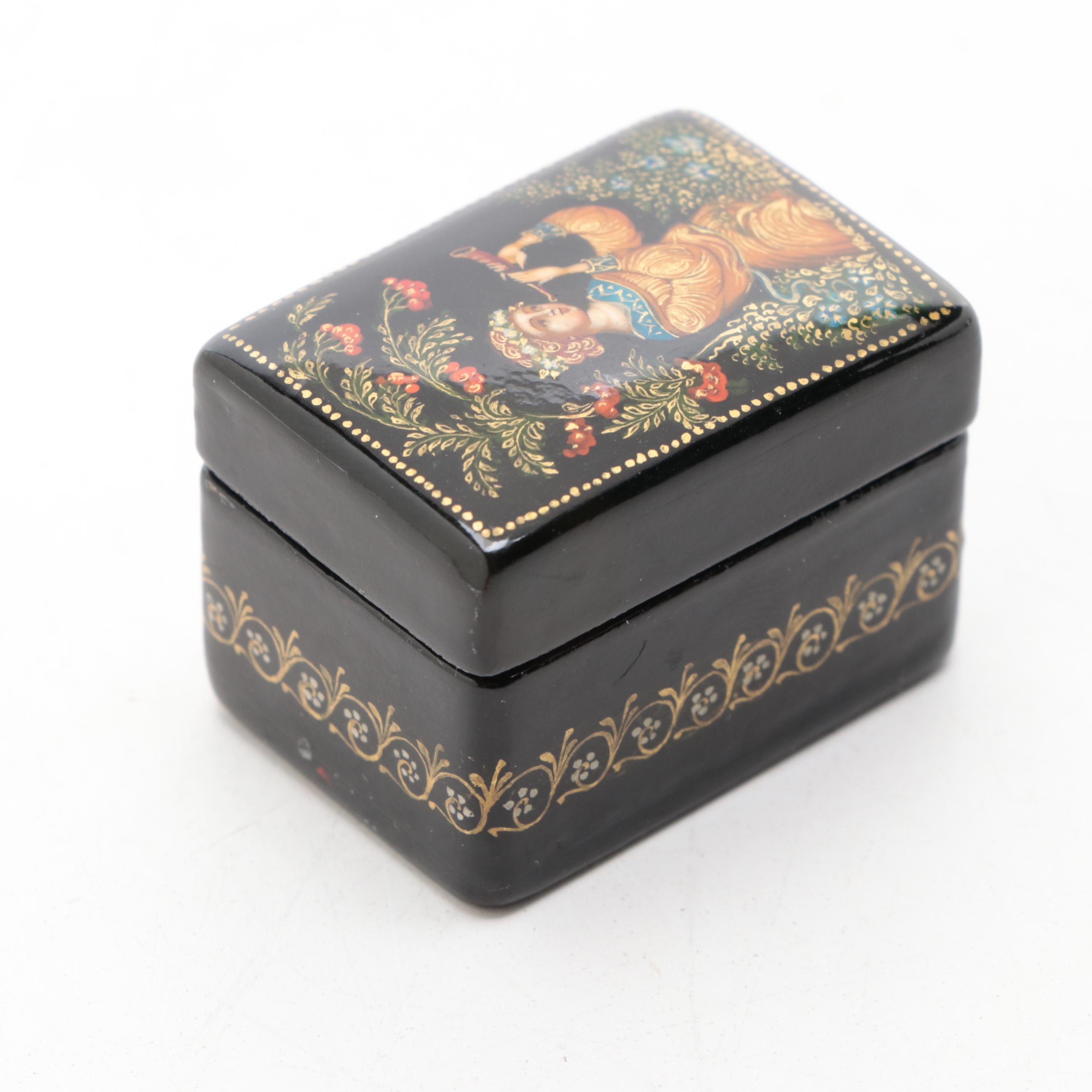 Russian "Deer Hunting" and Other Hand-Painted Lacquer Boxes