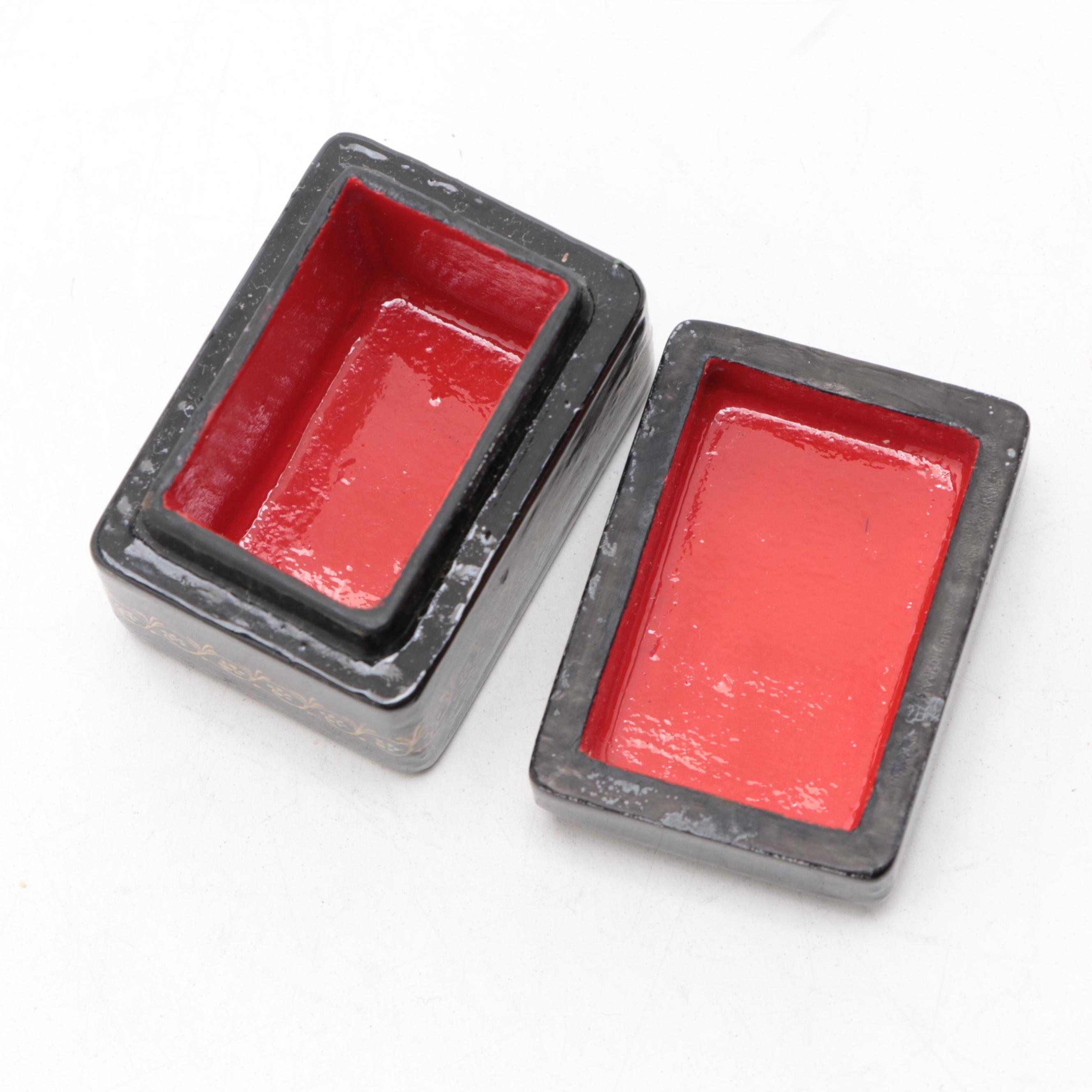 Russian "Deer Hunting" and Other Hand-Painted Lacquer Boxes