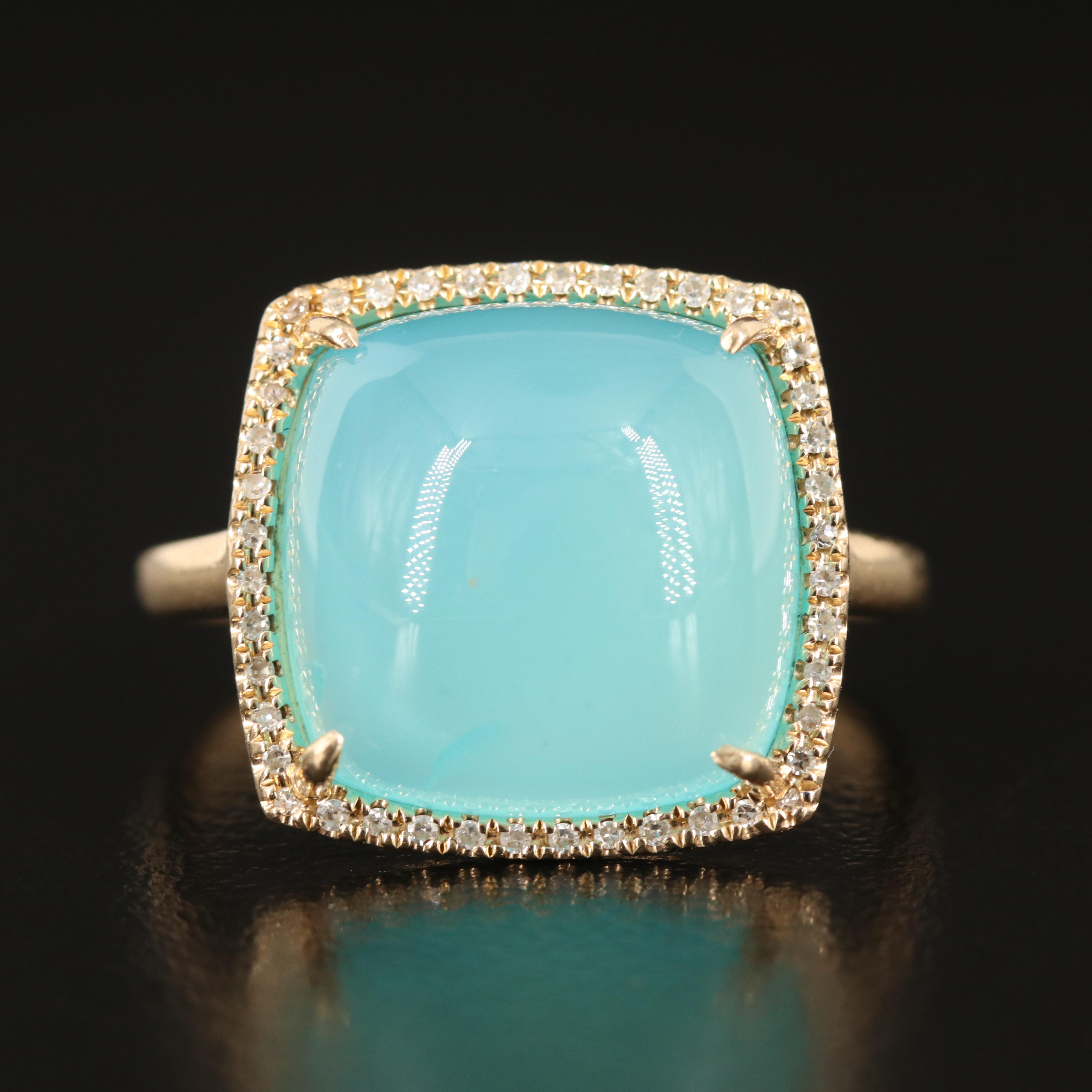 14K Chalcedony and Diamond Ring