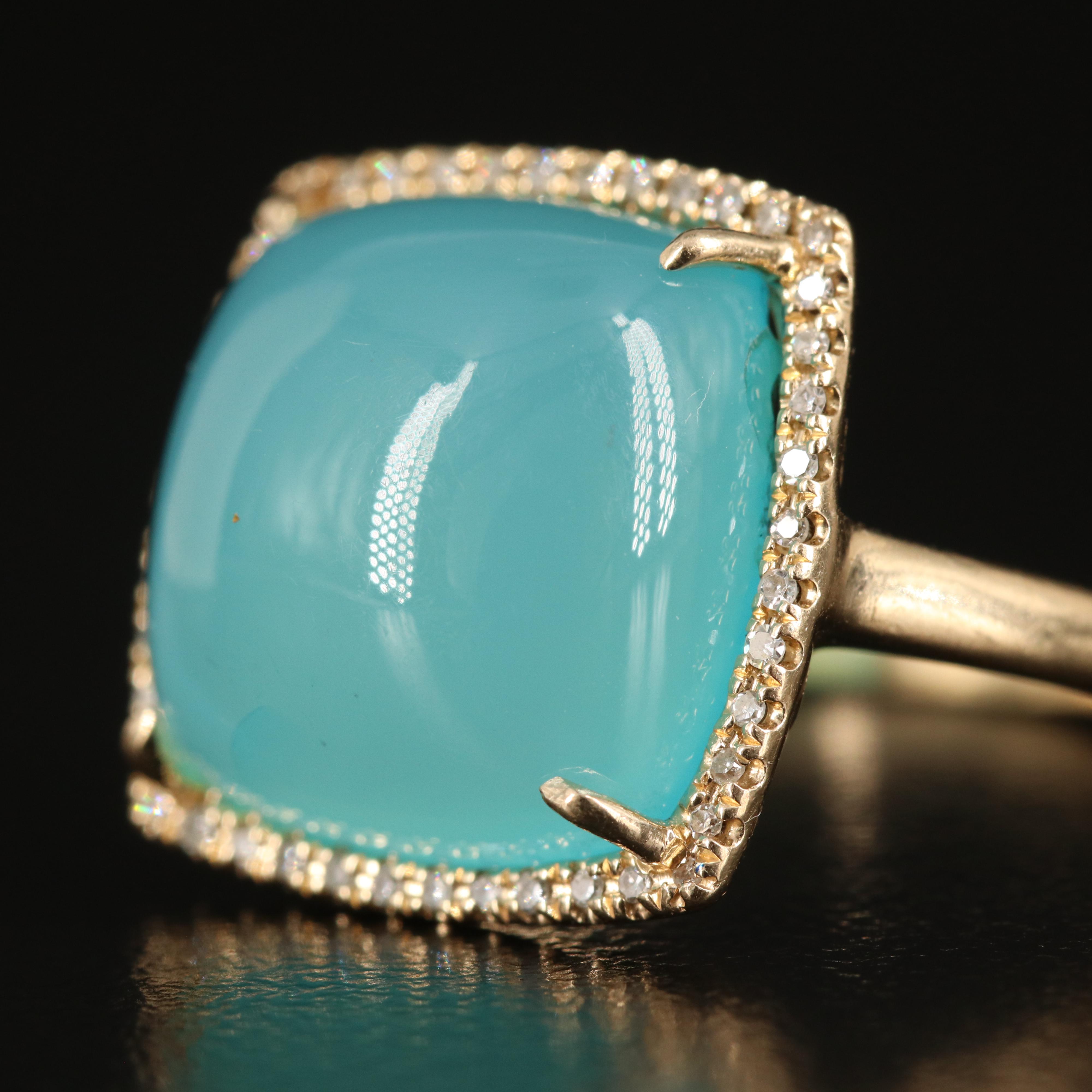 14K Chalcedony and Diamond Ring