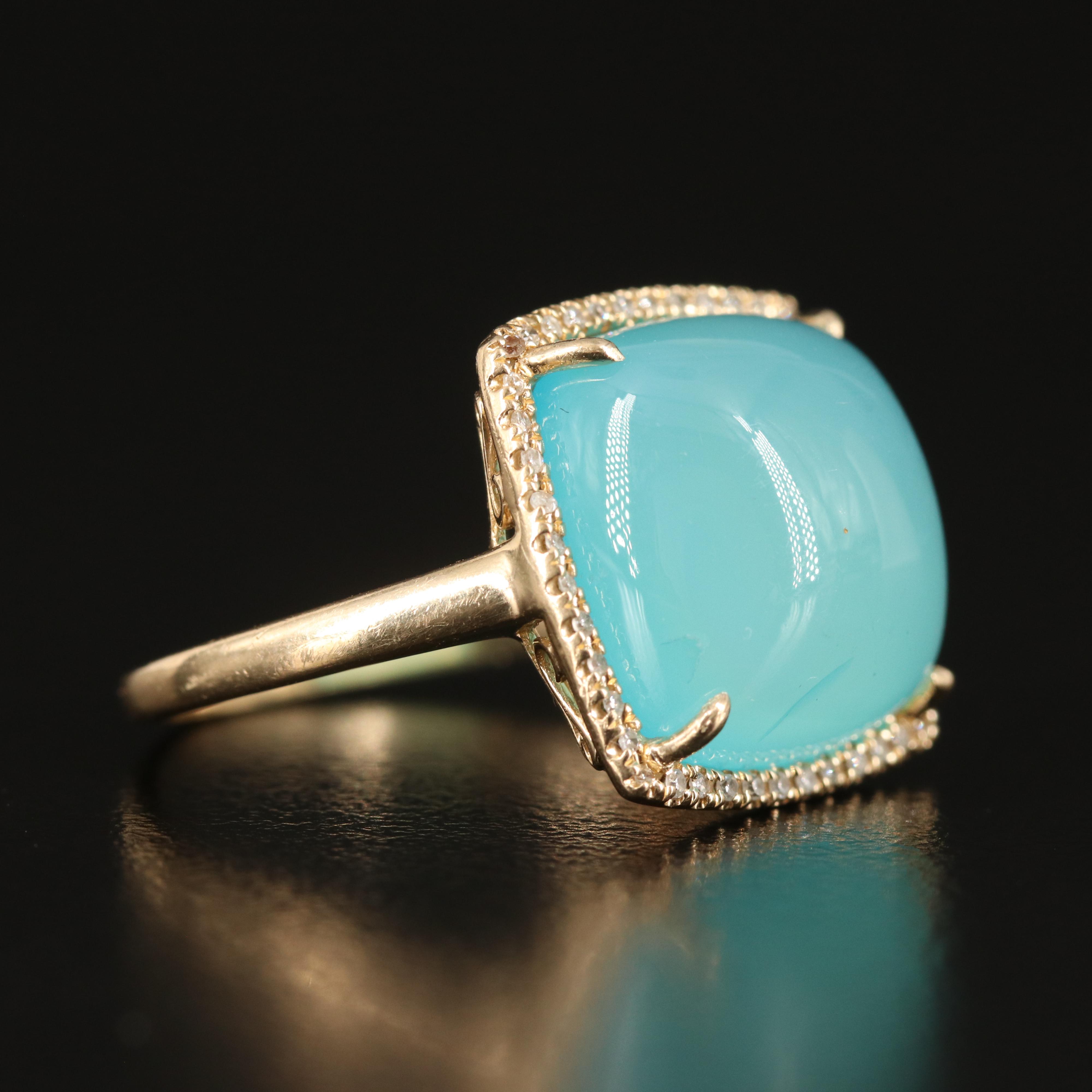 14K Chalcedony and Diamond Ring