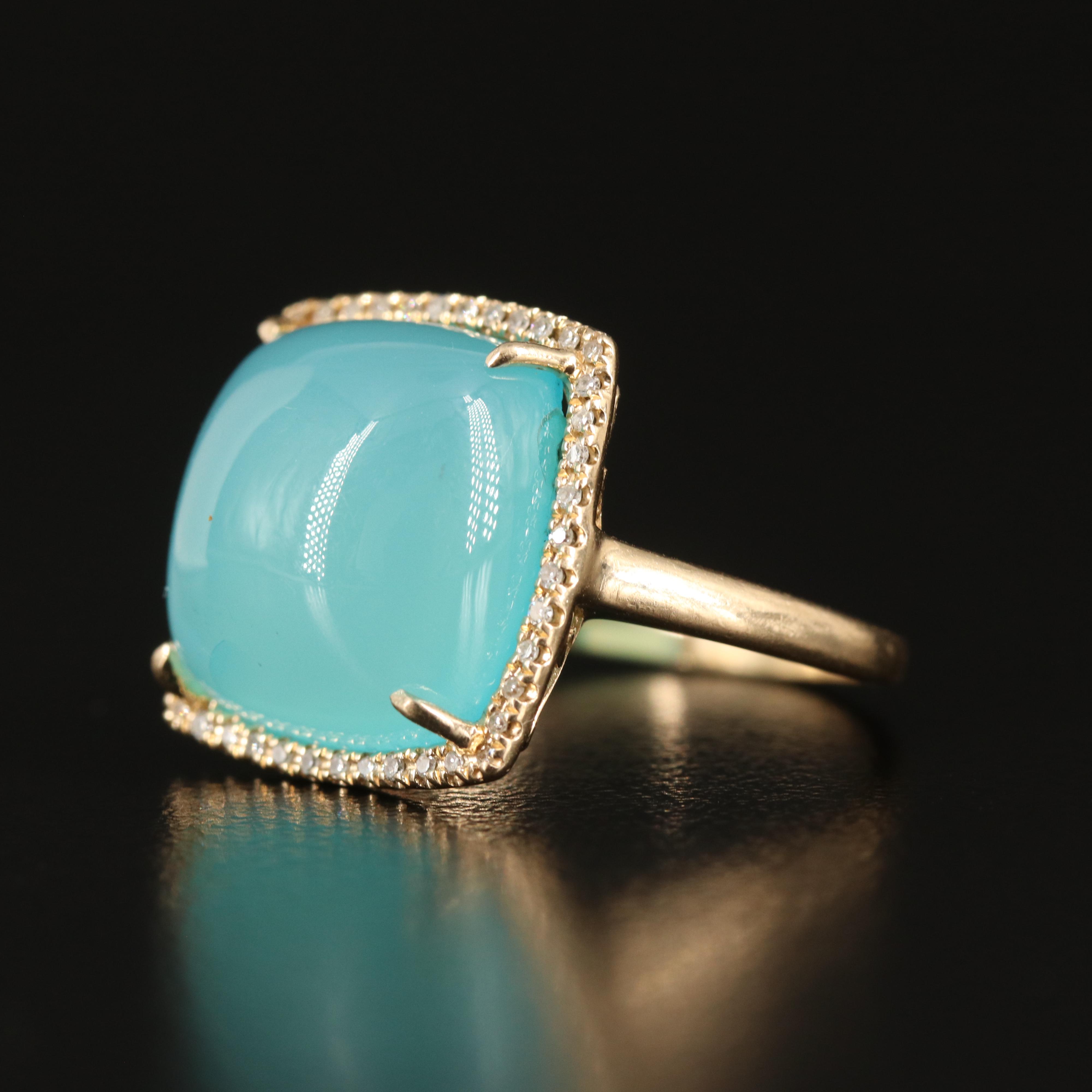 14K Chalcedony and Diamond Ring