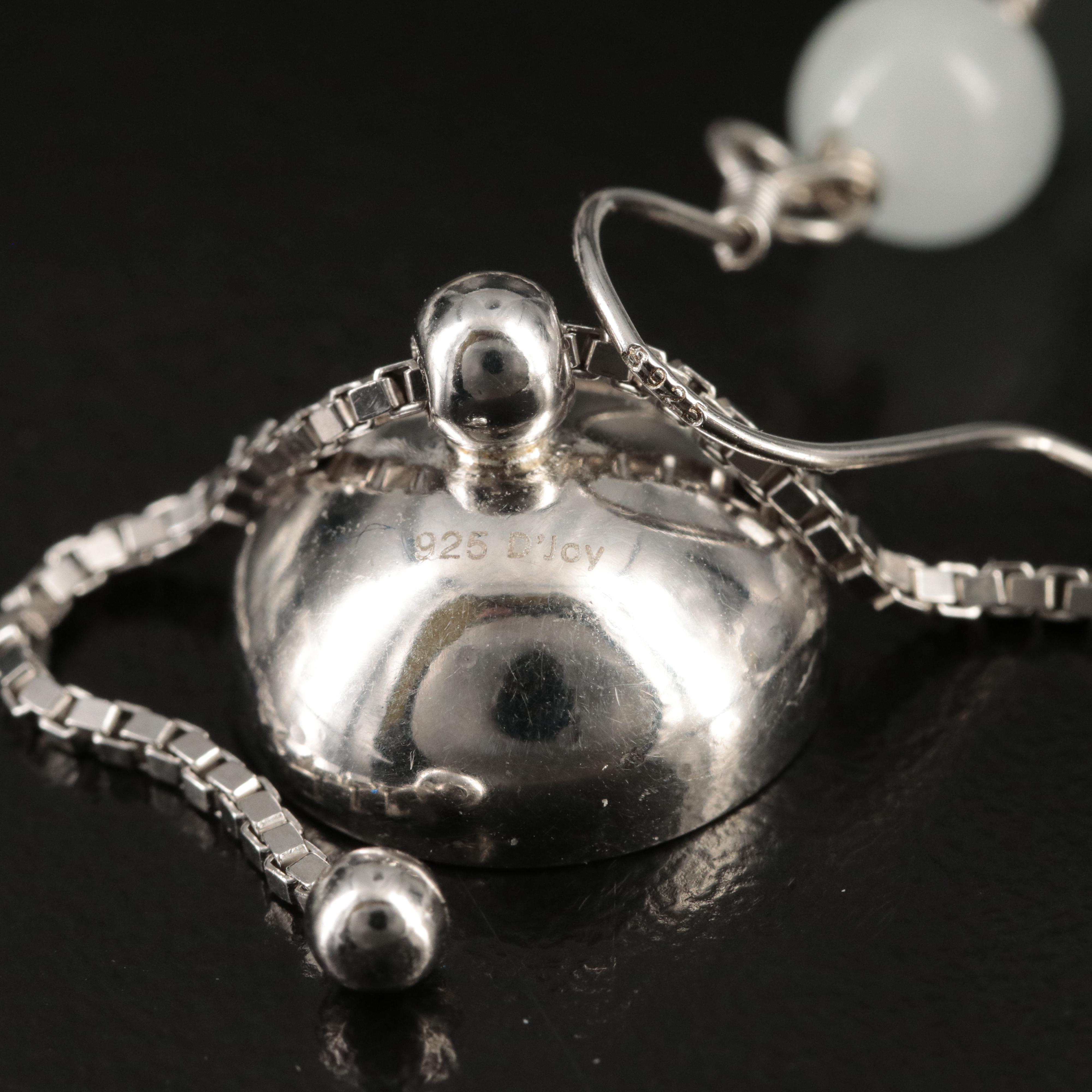 Sterling Jadeite Necklace, Bracelet and Earrings