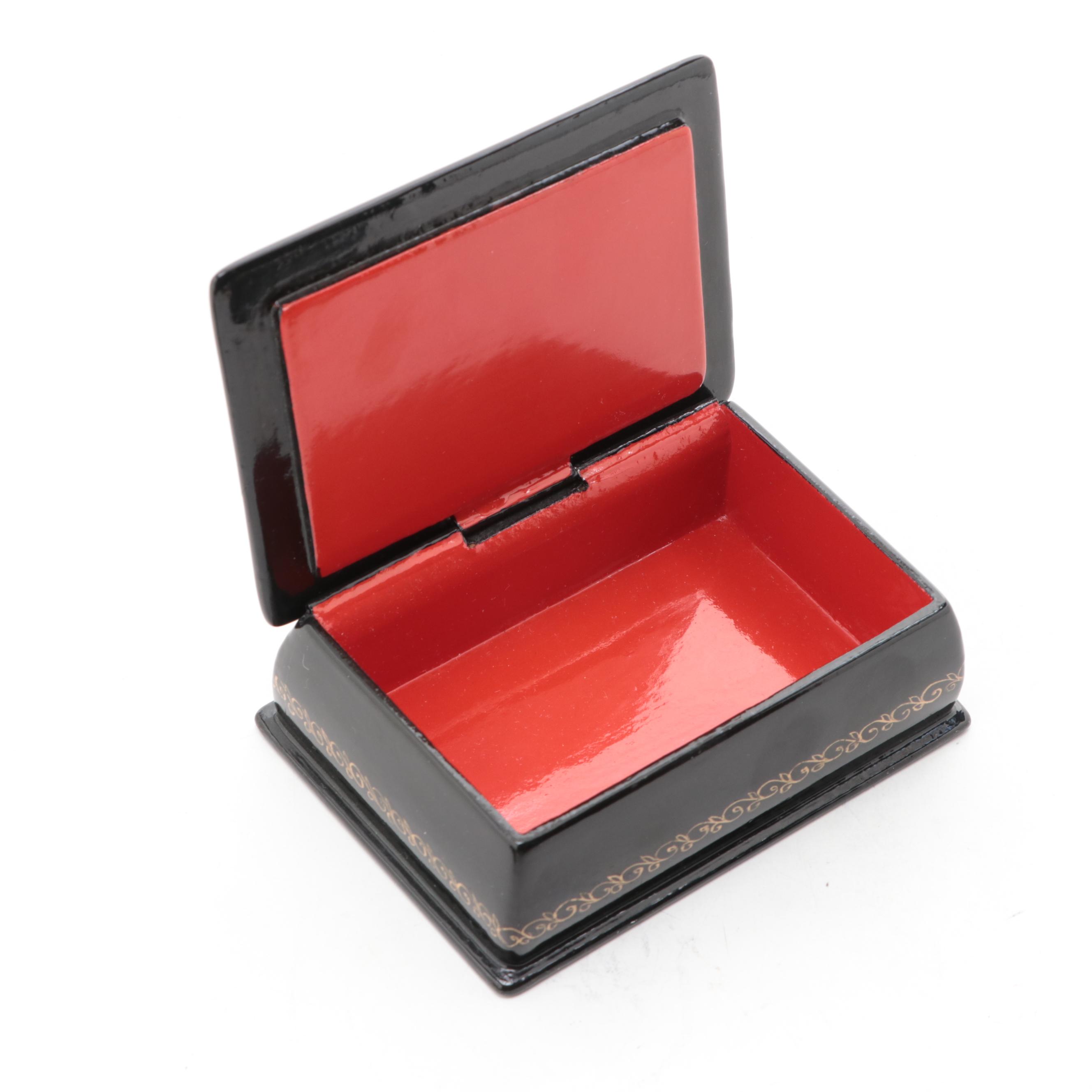 Russian Palekh and Mstyora Hand-Painted Lacquer Boxes