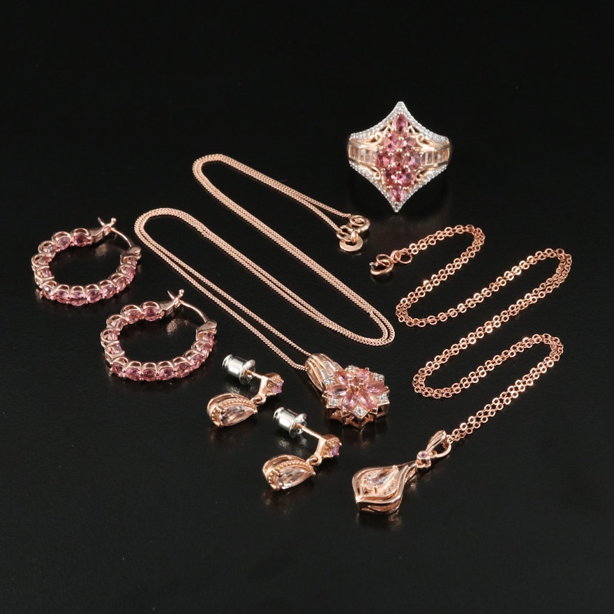 Sterling Grouping Including Tourmaline, Zircon and Sapphire