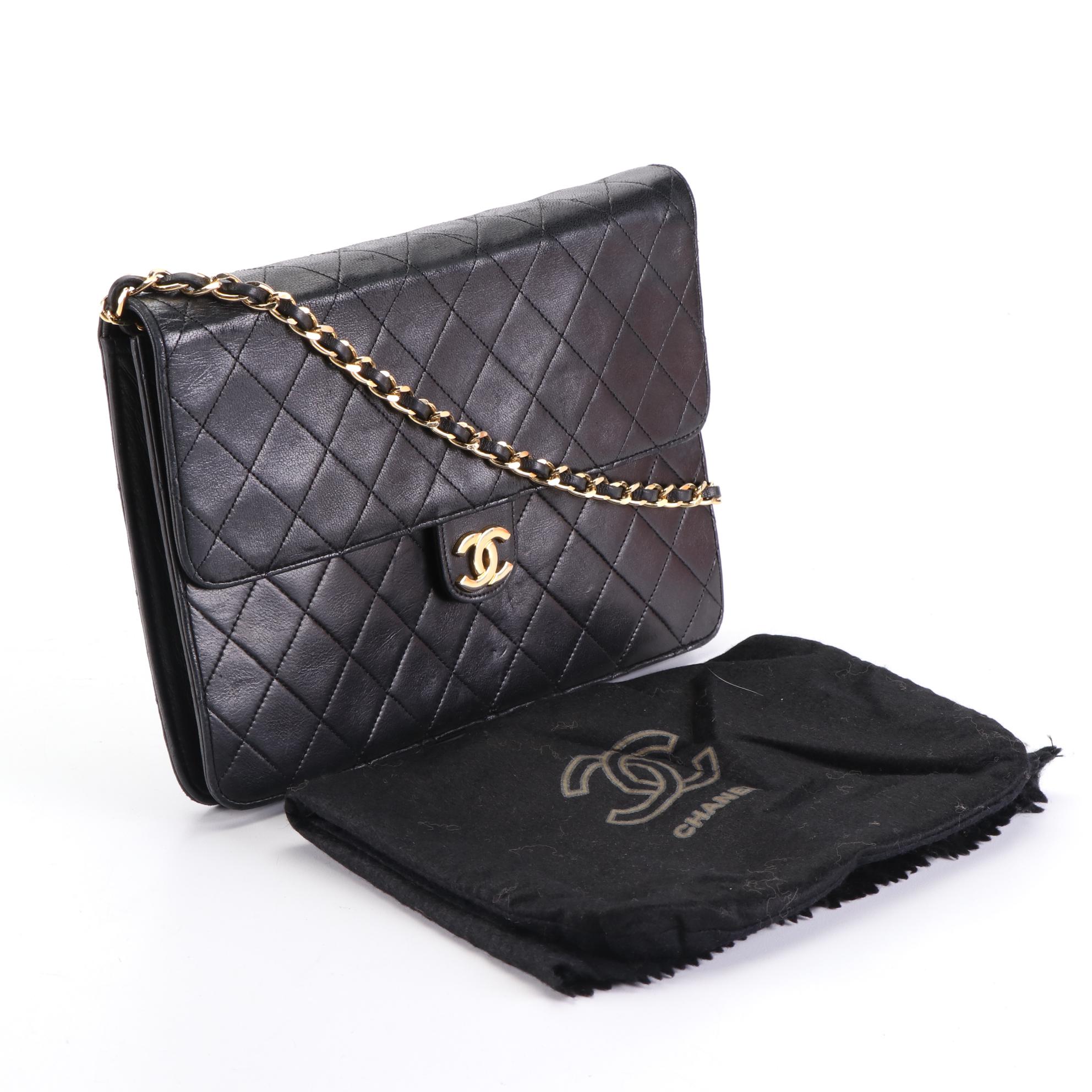 Chanel Small Flap Shoulder Bag in Black Quilted Lambskin Leather