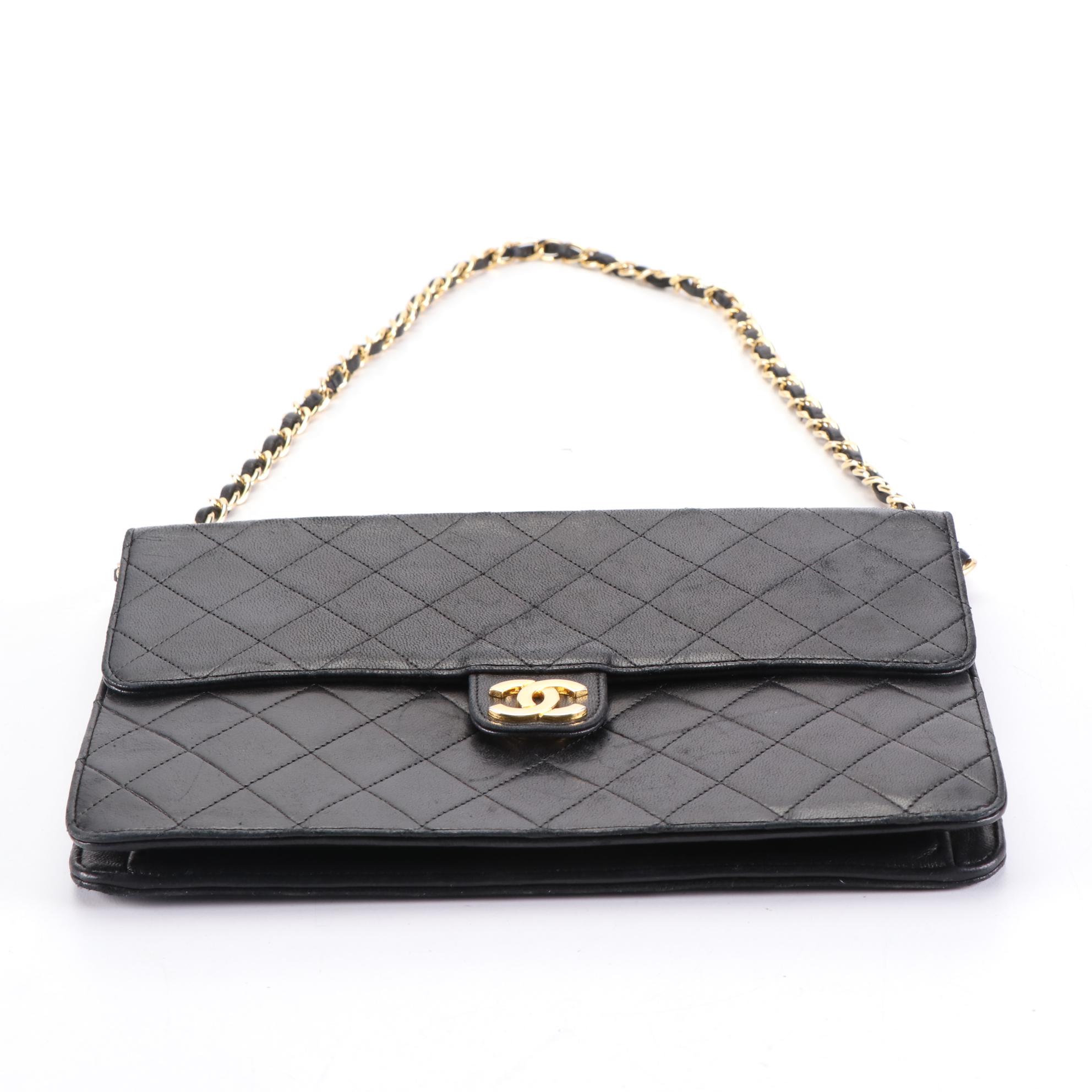 Chanel Small Flap Shoulder Bag in Black Quilted Lambskin Leather