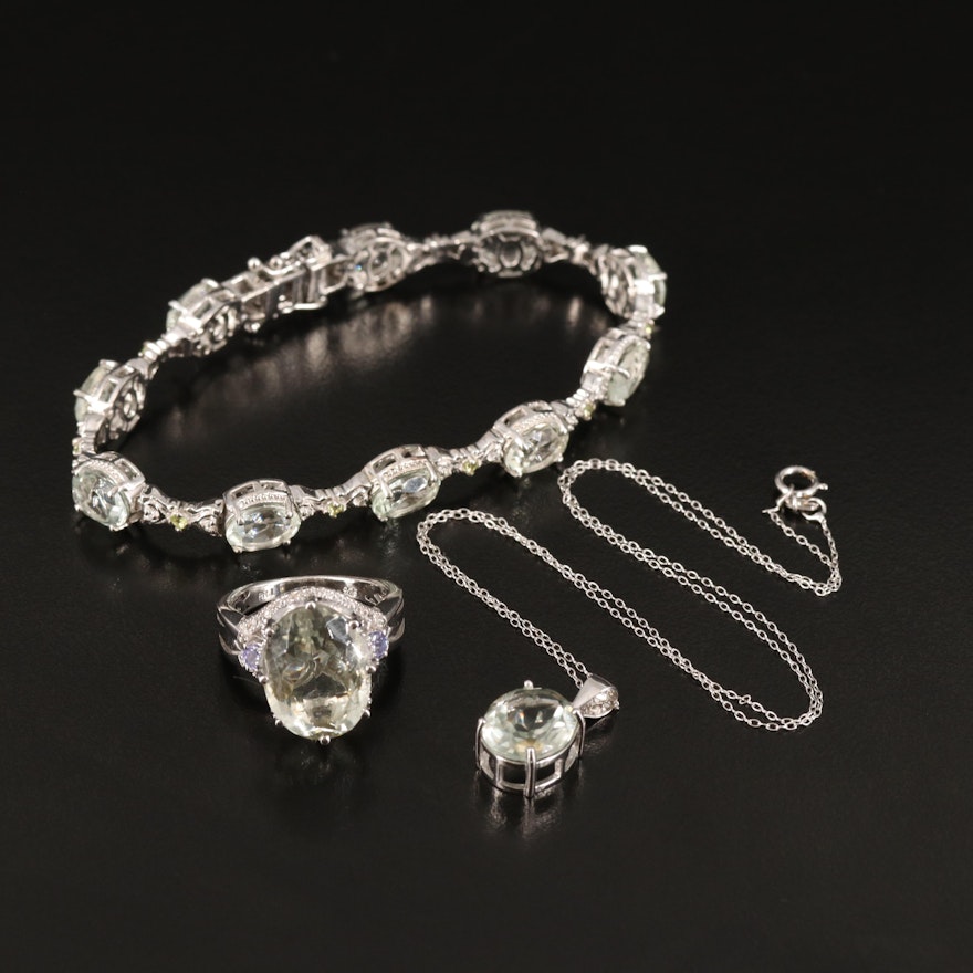 Prasiolite, Peridot and Tanzanite Featured in Sterling Jewelry Assortment