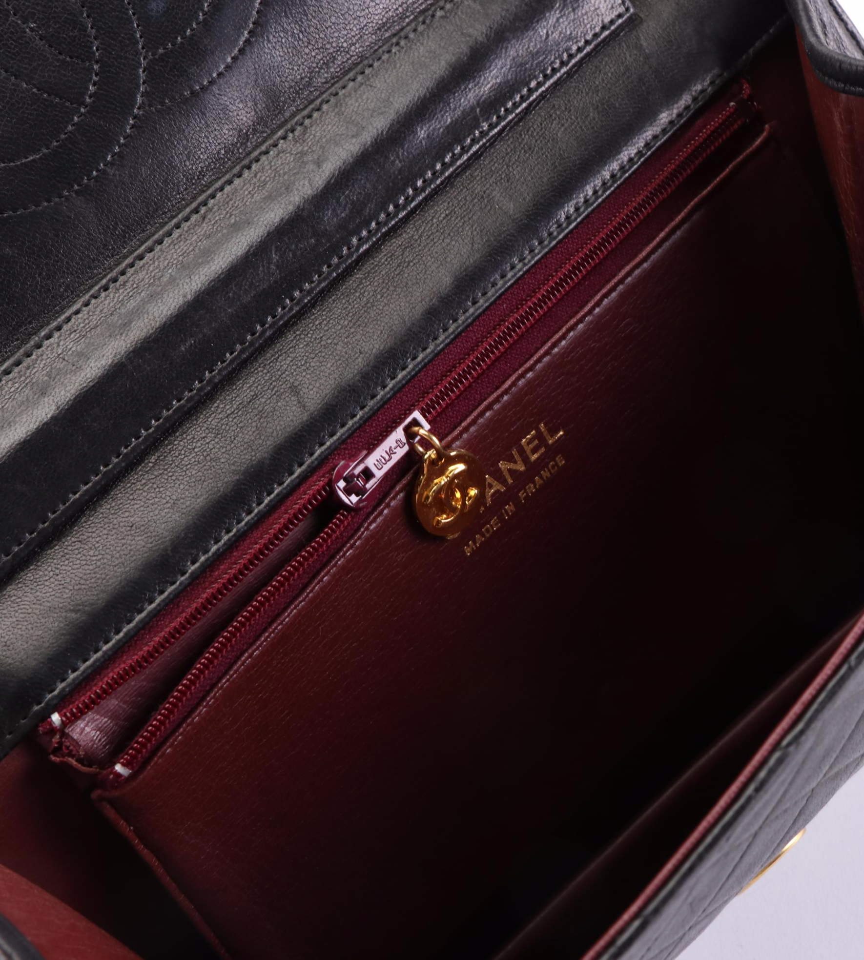 Chanel Small Flap Shoulder Bag in Black Quilted Lambskin Leather