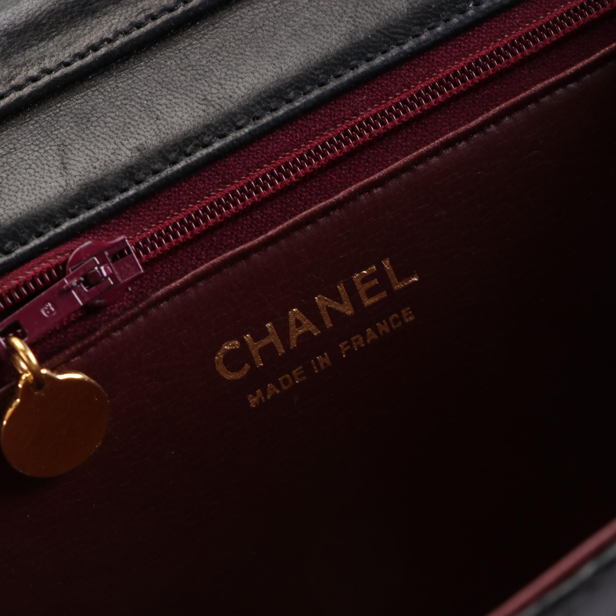 Chanel Small Flap Shoulder Bag in Black Quilted Lambskin Leather