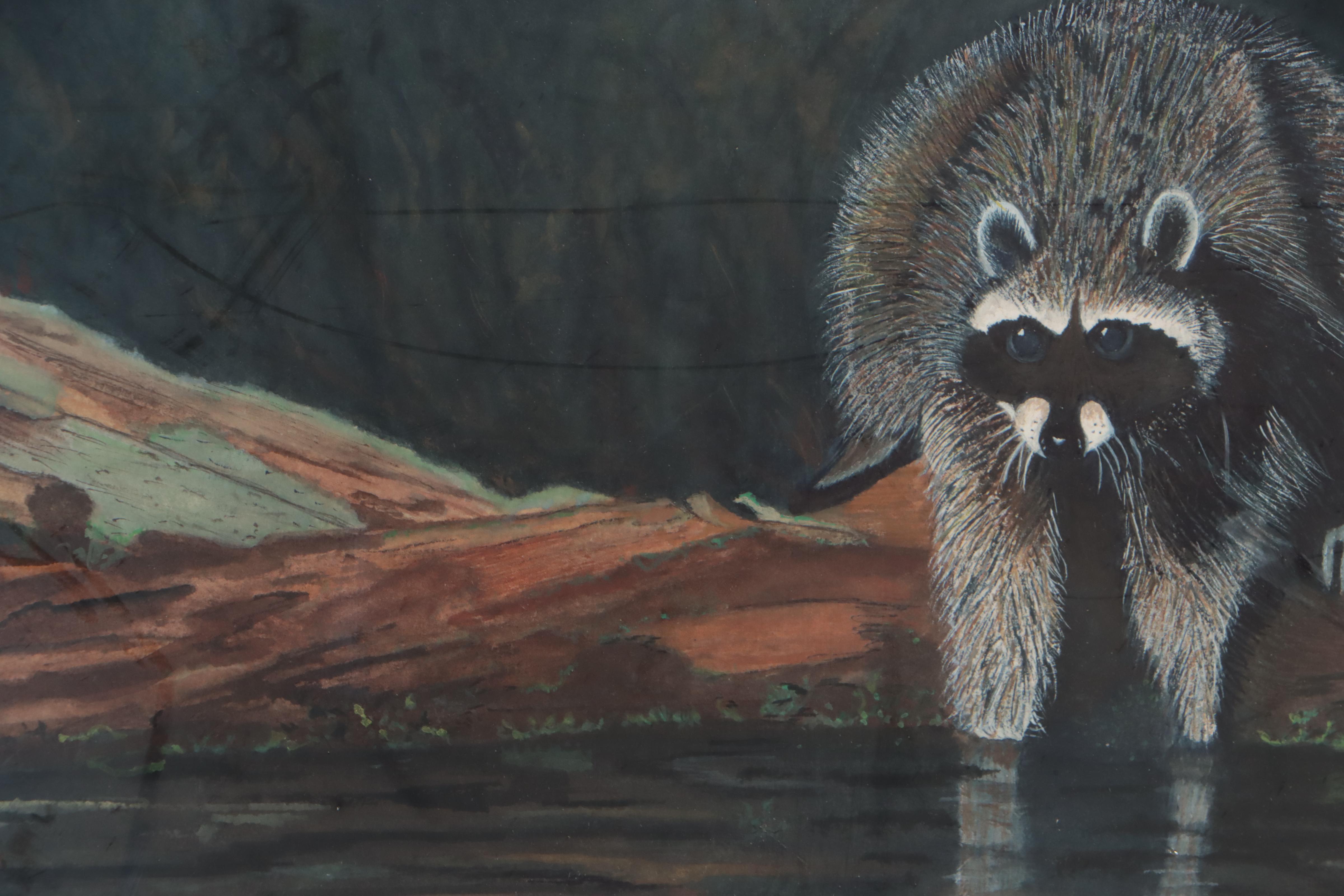 Watercolor Painting of Raccoon, 2002