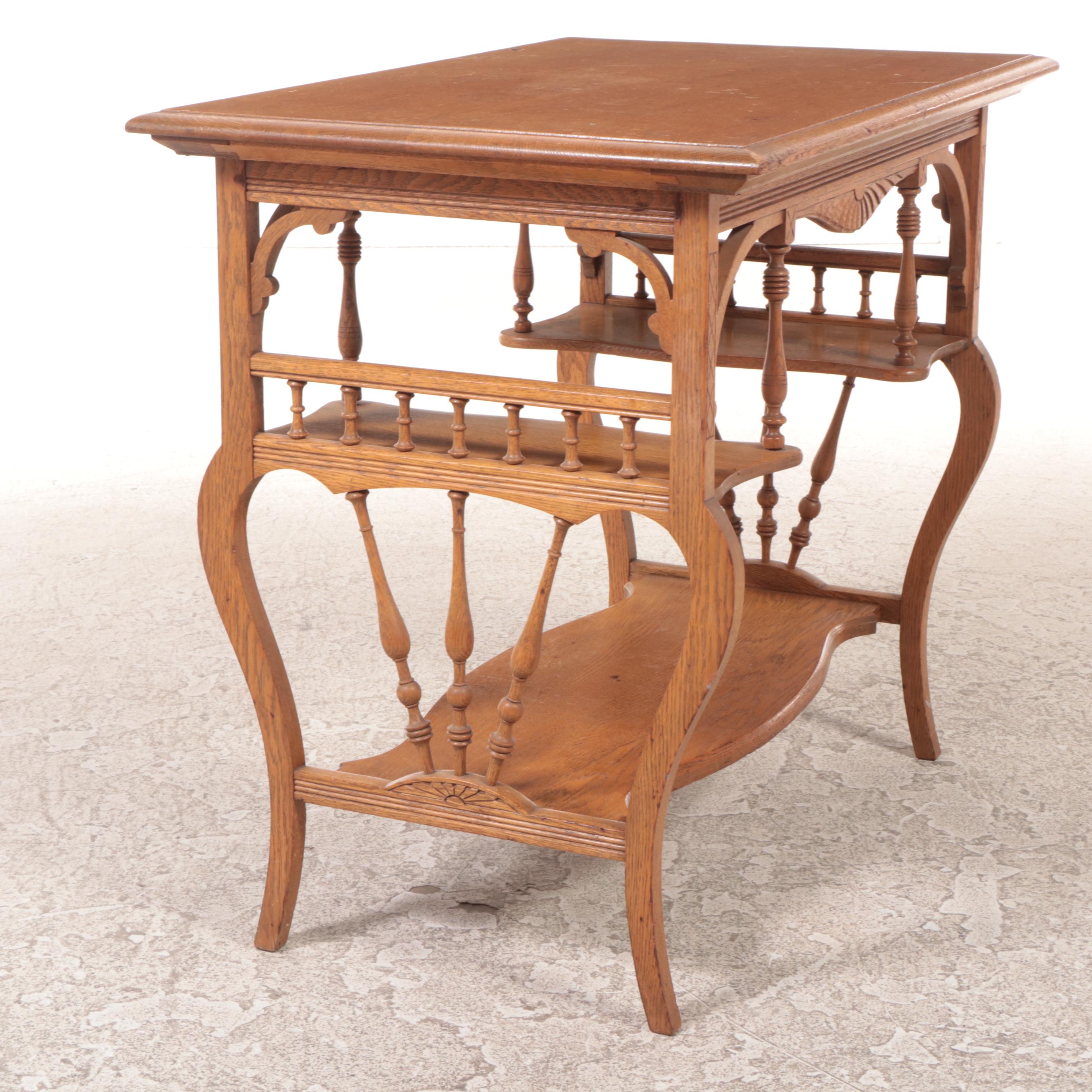 Late Victorian Oak Hall Table, Early 20th Century