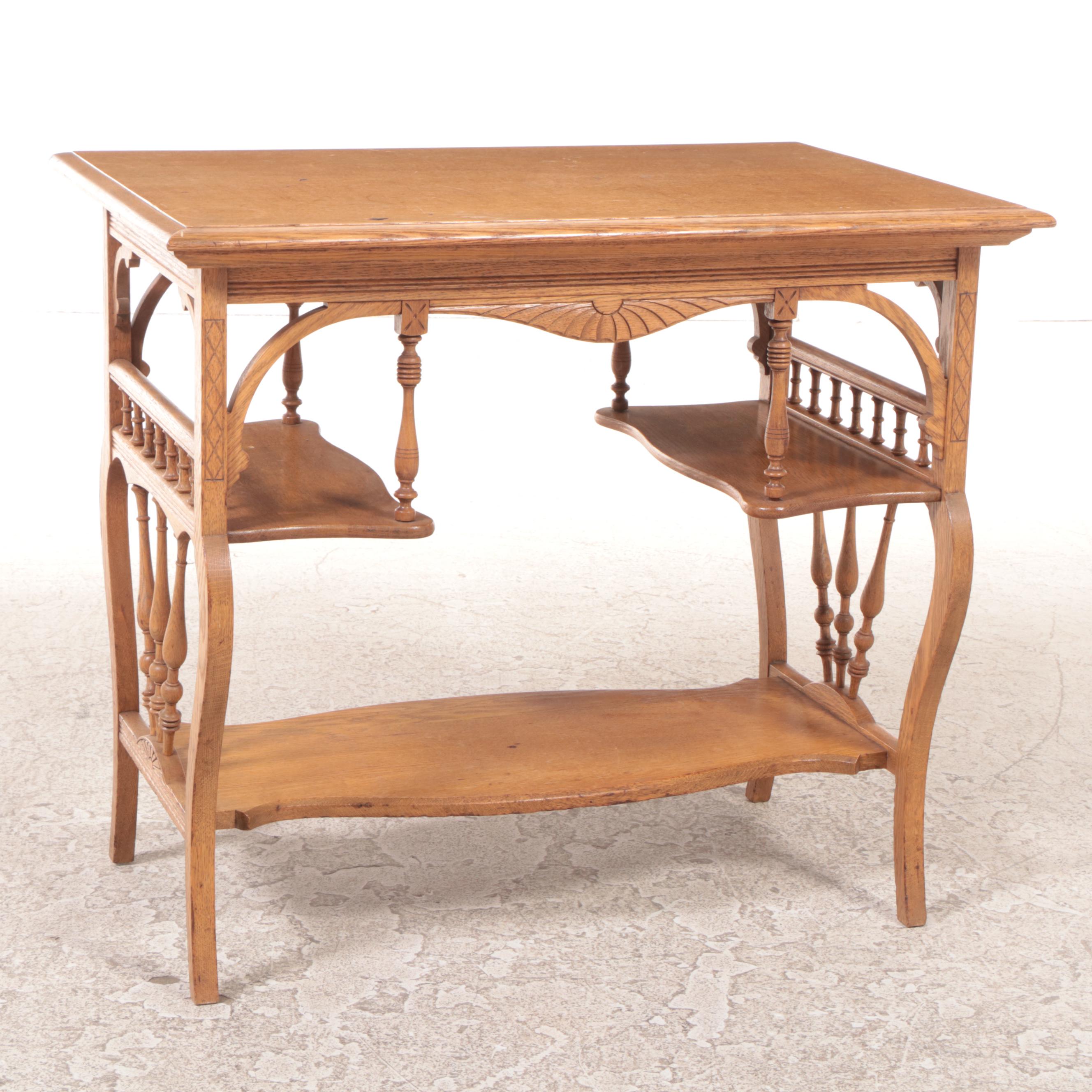 Late Victorian Oak Hall Table, Early 20th Century