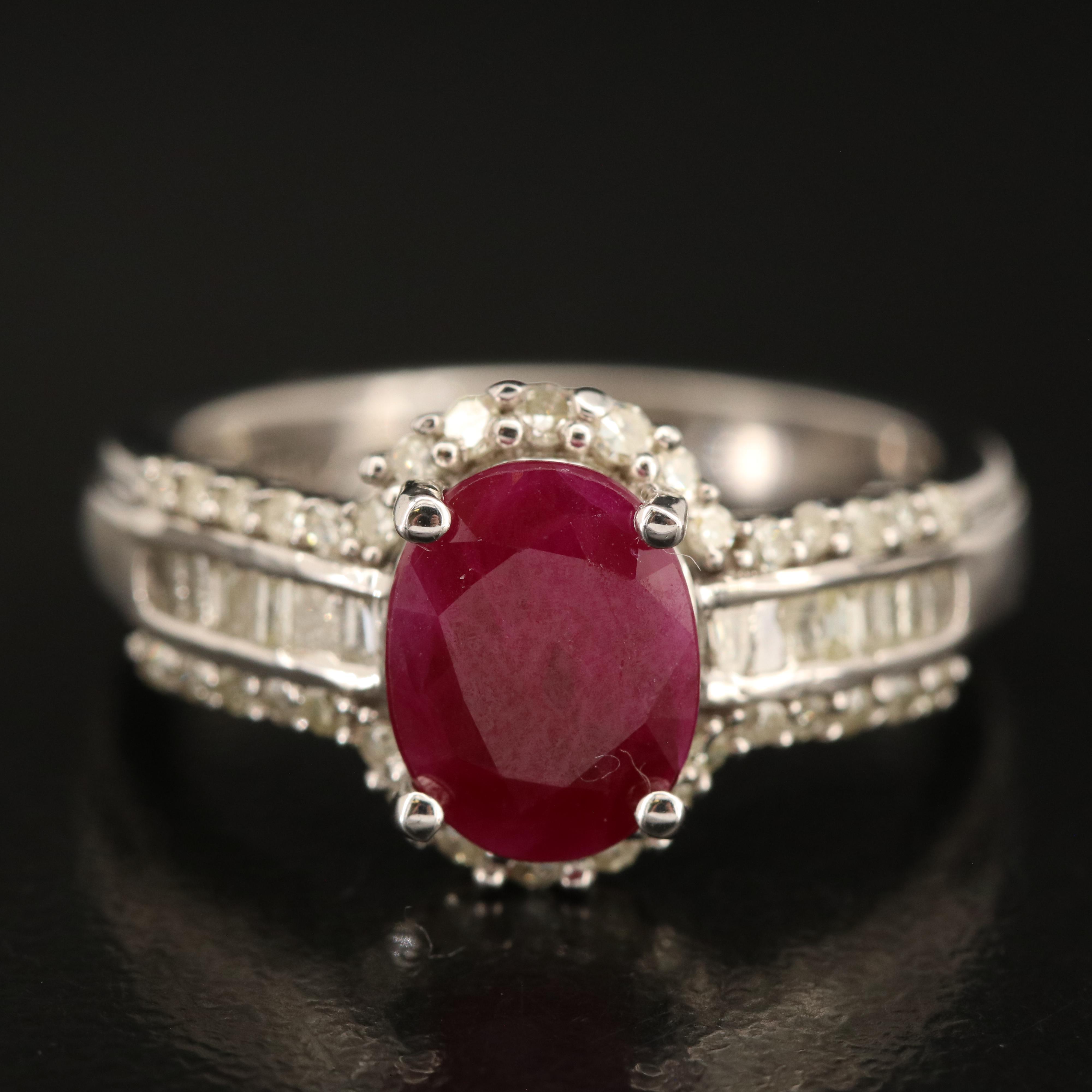 Sterling Ruby and Diamond Ring