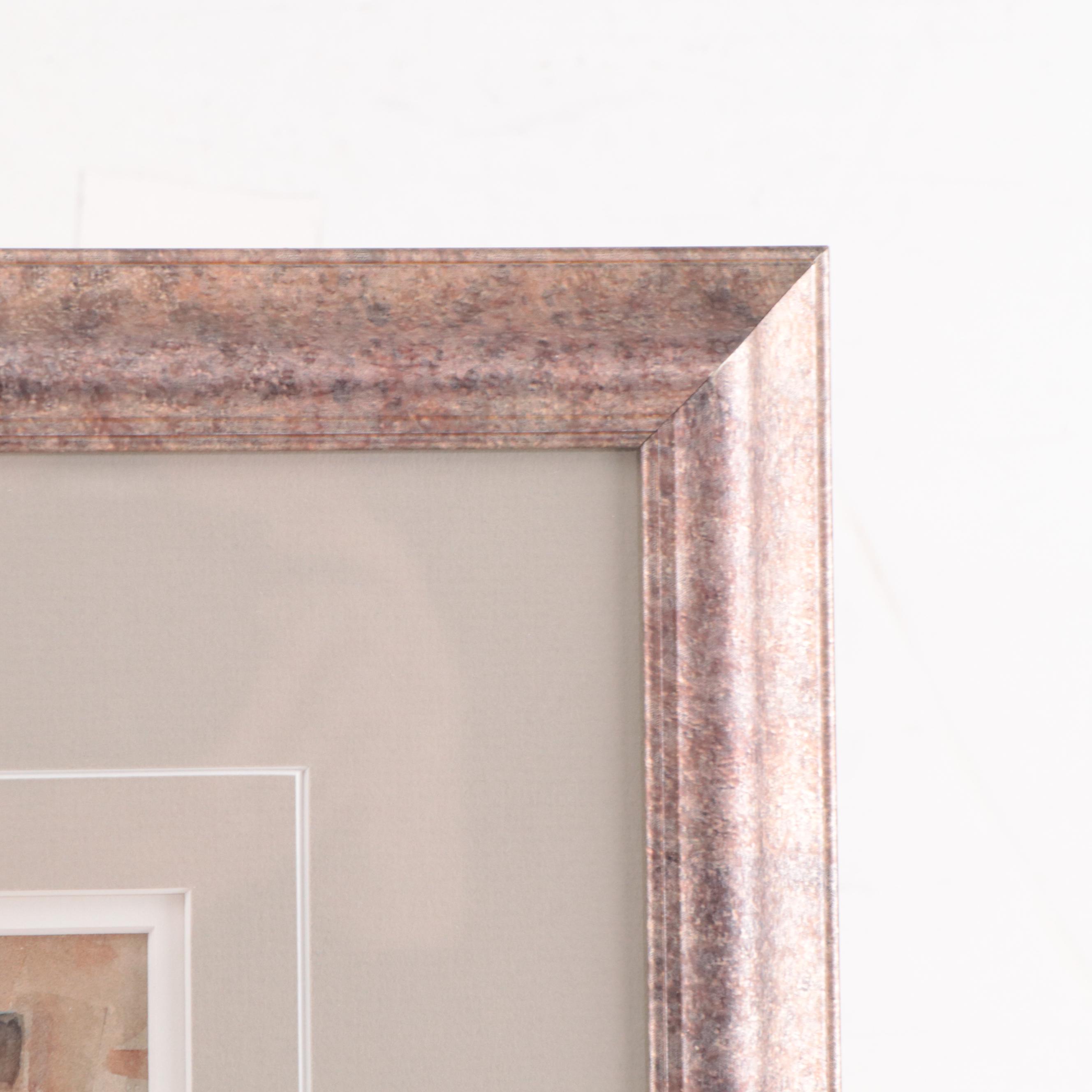 Sandy Beamer Street Scene Watercolor Painting With Collage