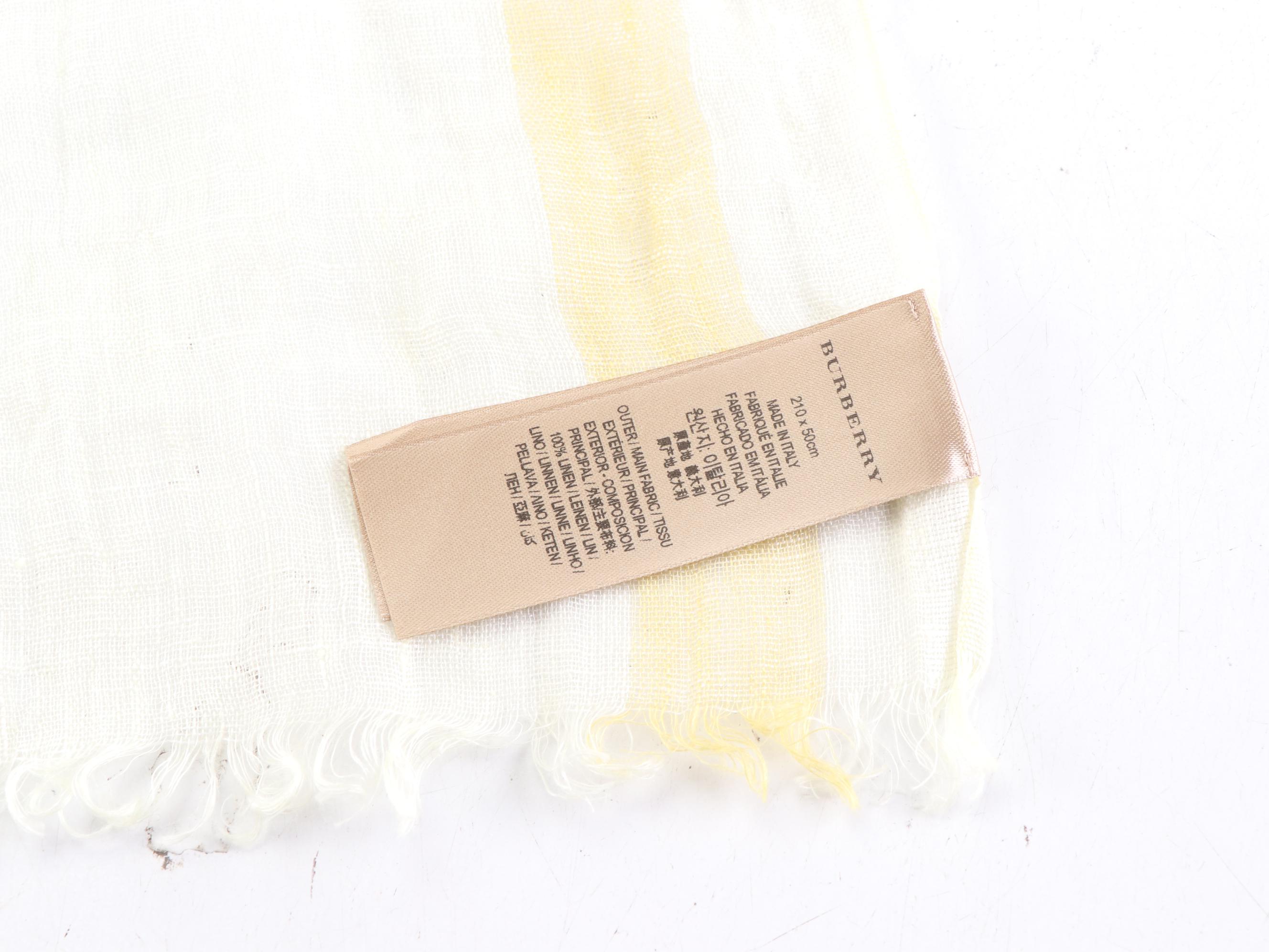 Burberry Lightweight Nova Check Fringe Scarf in Linen