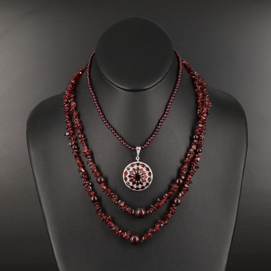 Pairing of Garnet Necklaces in Sterling