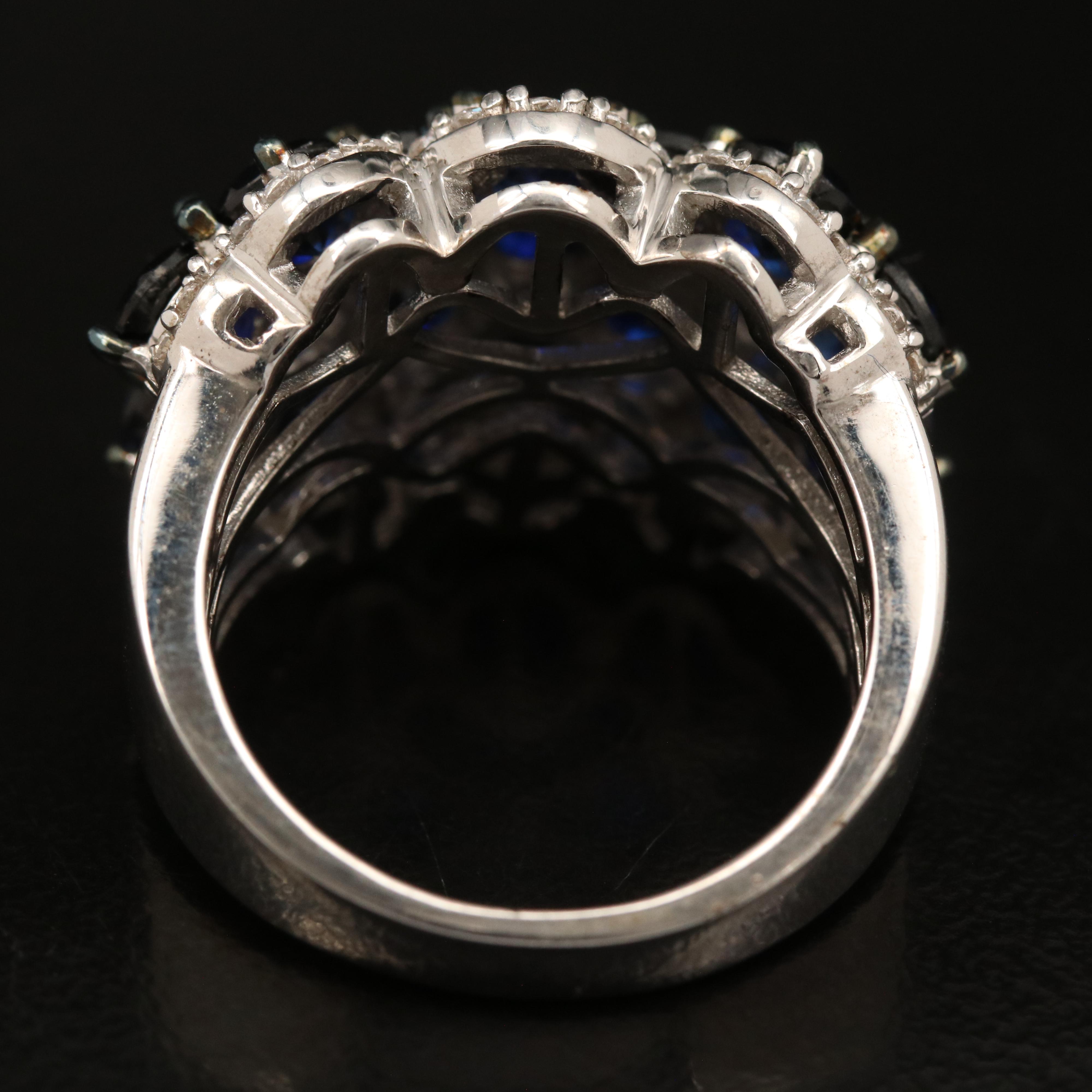 Sterling Sapphire and Cubic Zirconia Ring