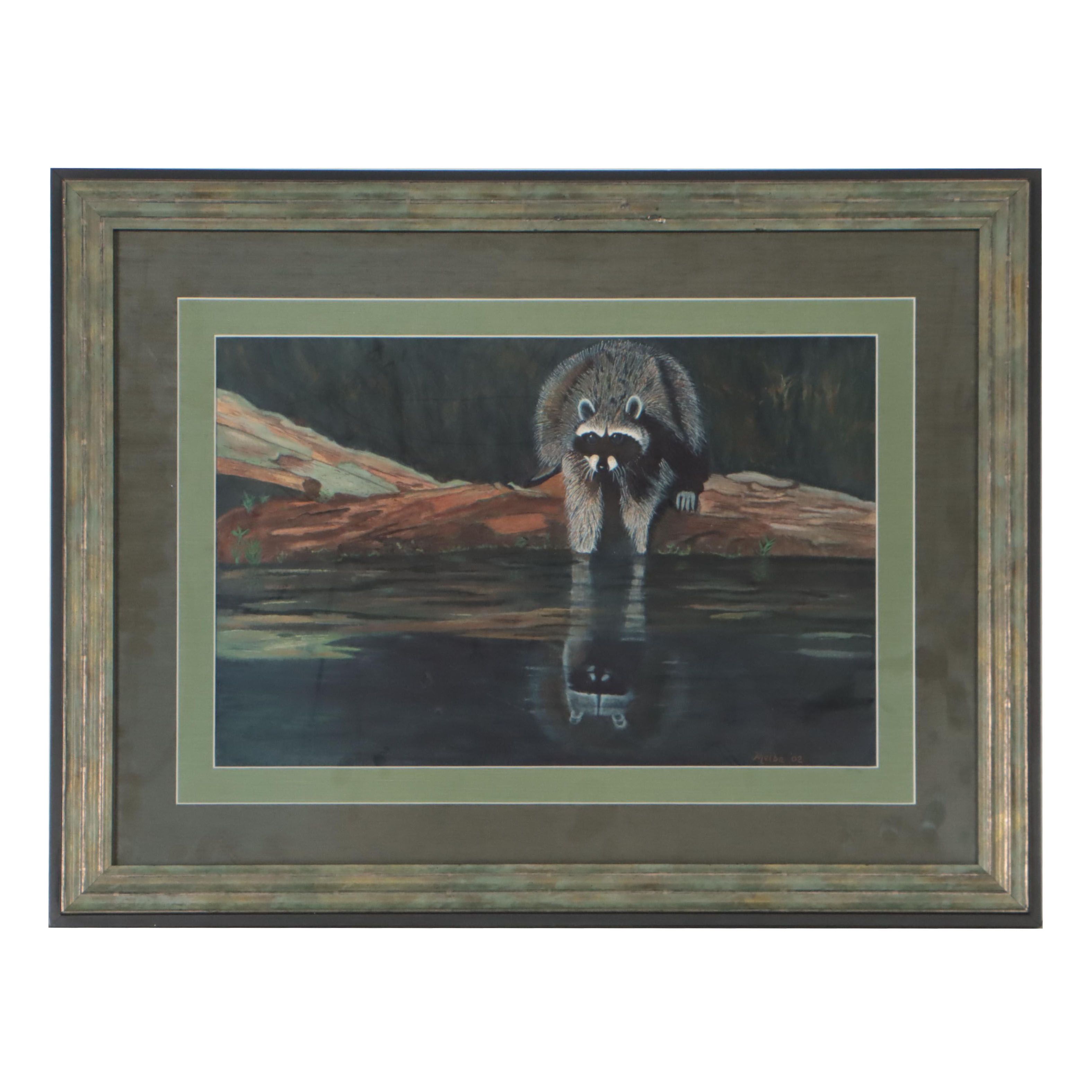 Watercolor Painting of Raccoon, 2002