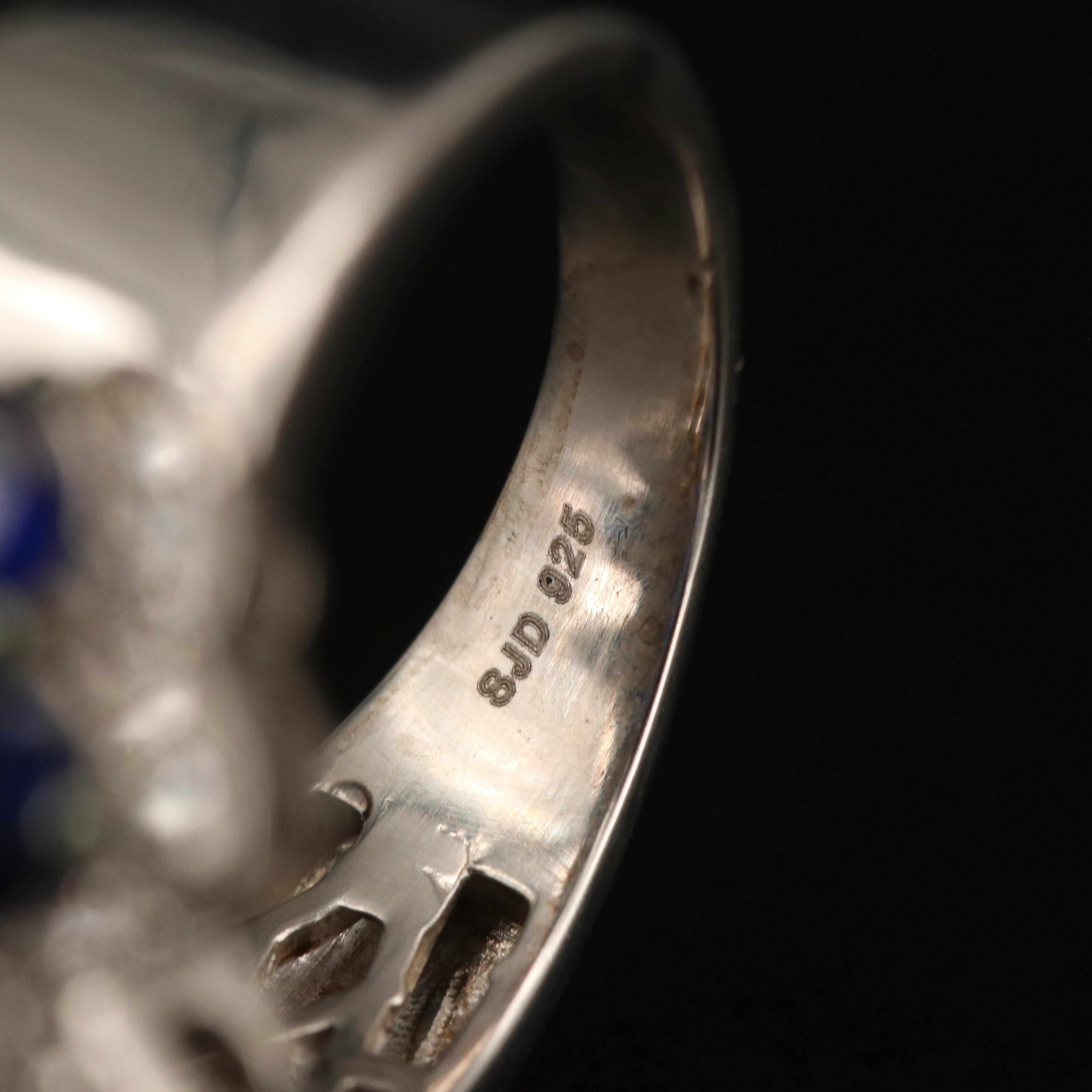 Sterling Sapphire and Cubic Zirconia Ring