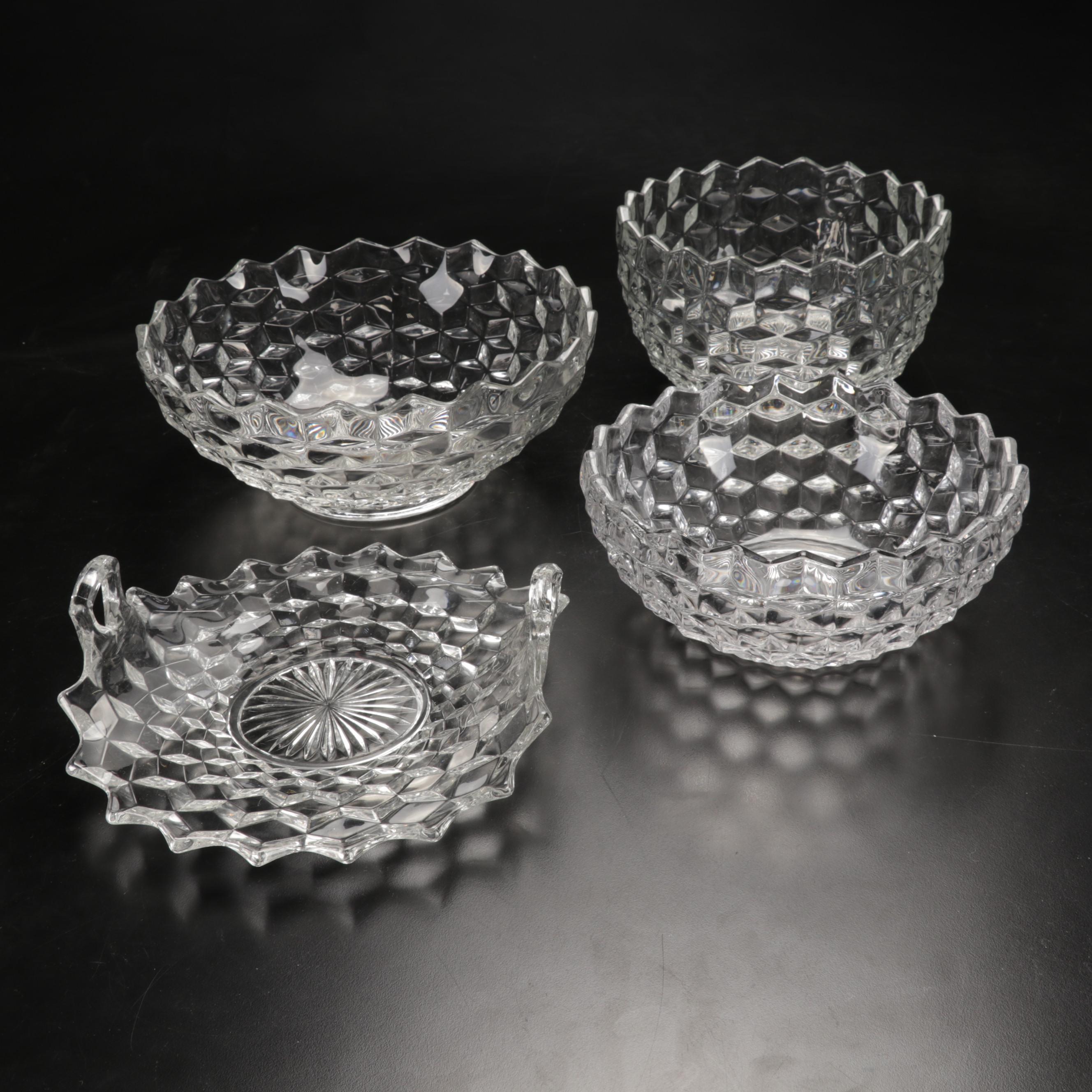 Fostoria "American Clear" Glass Serveware and Drinkware, Early to Mid 20th C.
