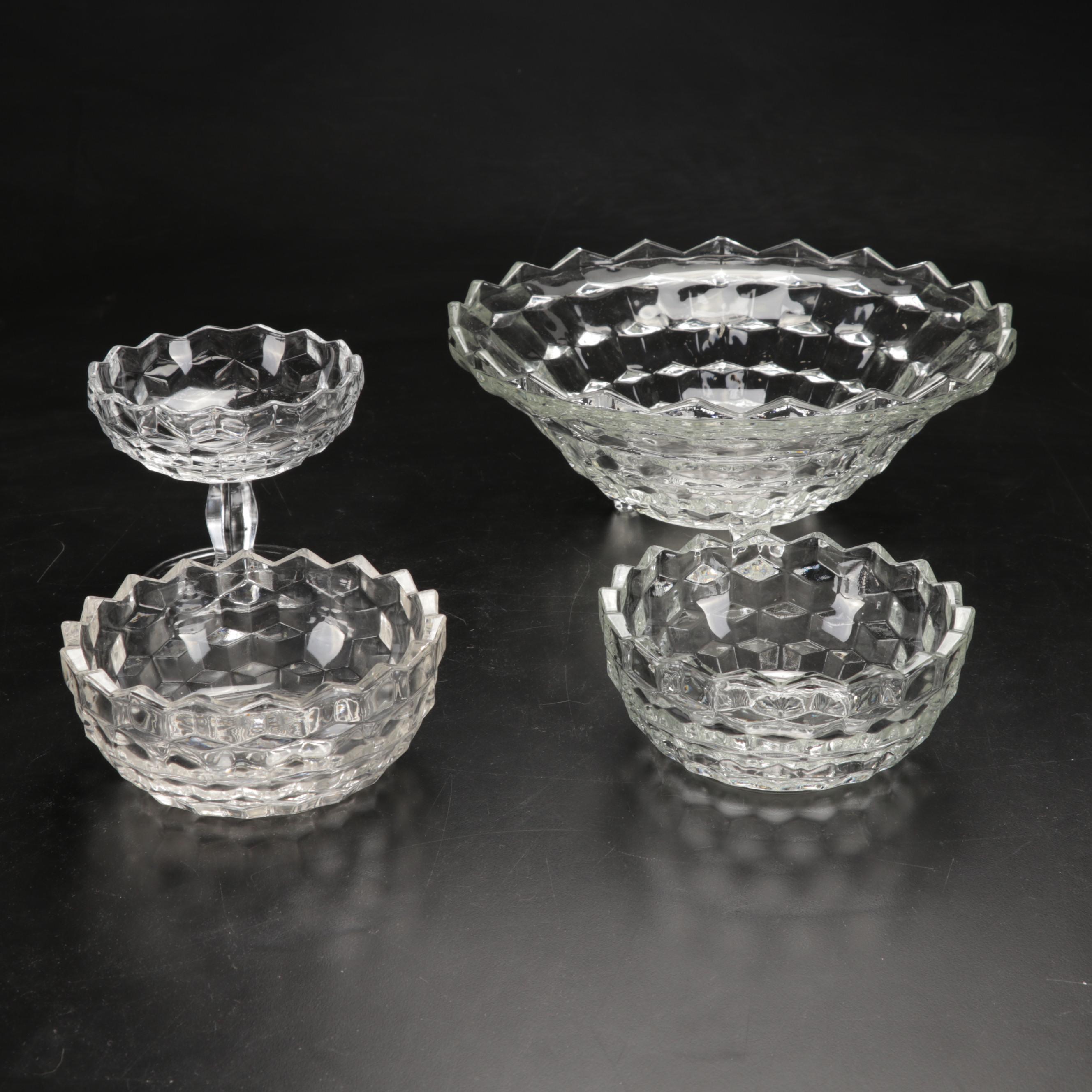Fostoria "American Clear" Glass Serveware and Drinkware, Early to Mid 20th C.