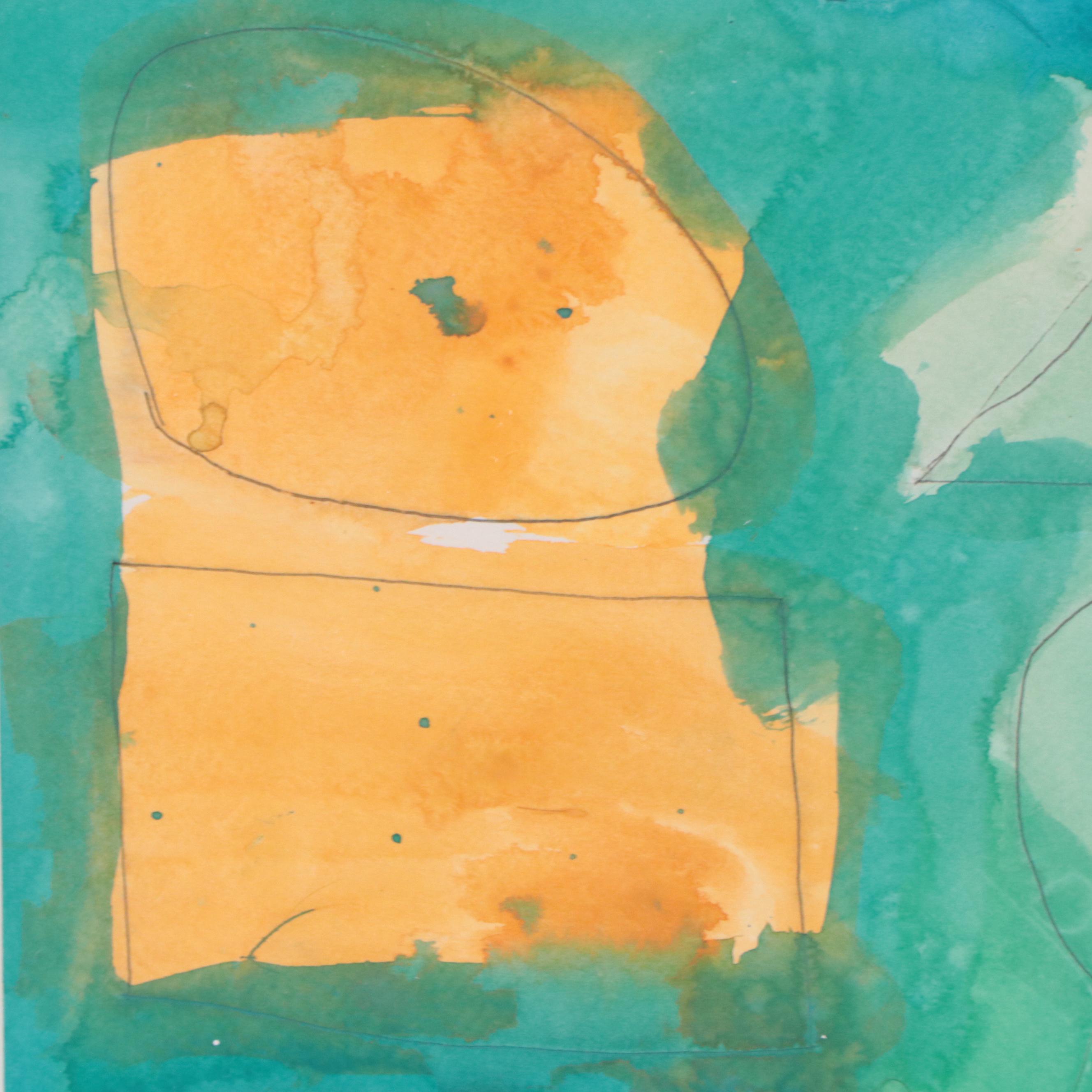 Abstract Geometric Watercolor and Ink Composition