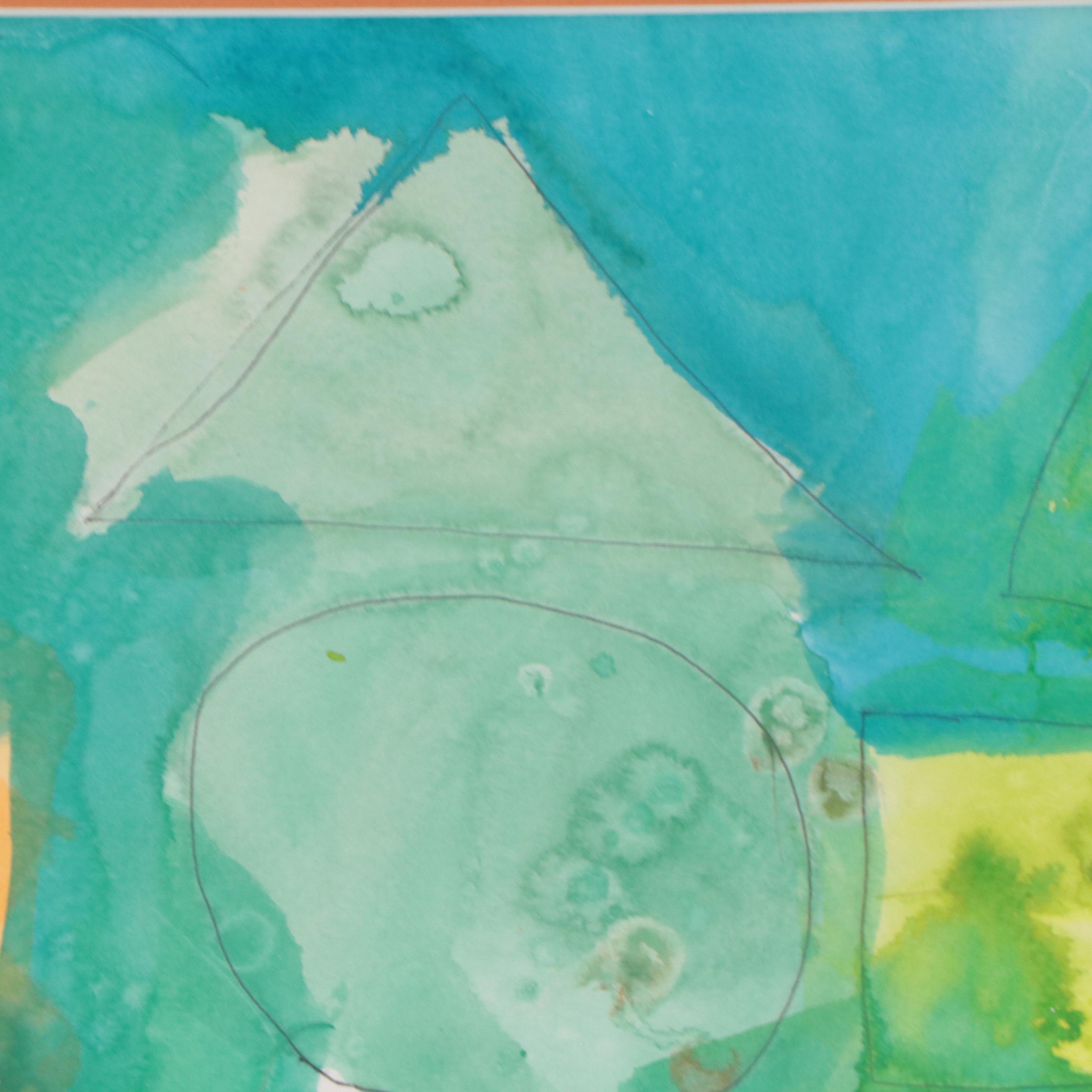 Abstract Geometric Watercolor and Ink Composition