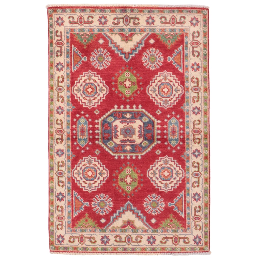 2'8 x 4'2 Hand-Knotted Pakistani Kazak-Style Accent Rug