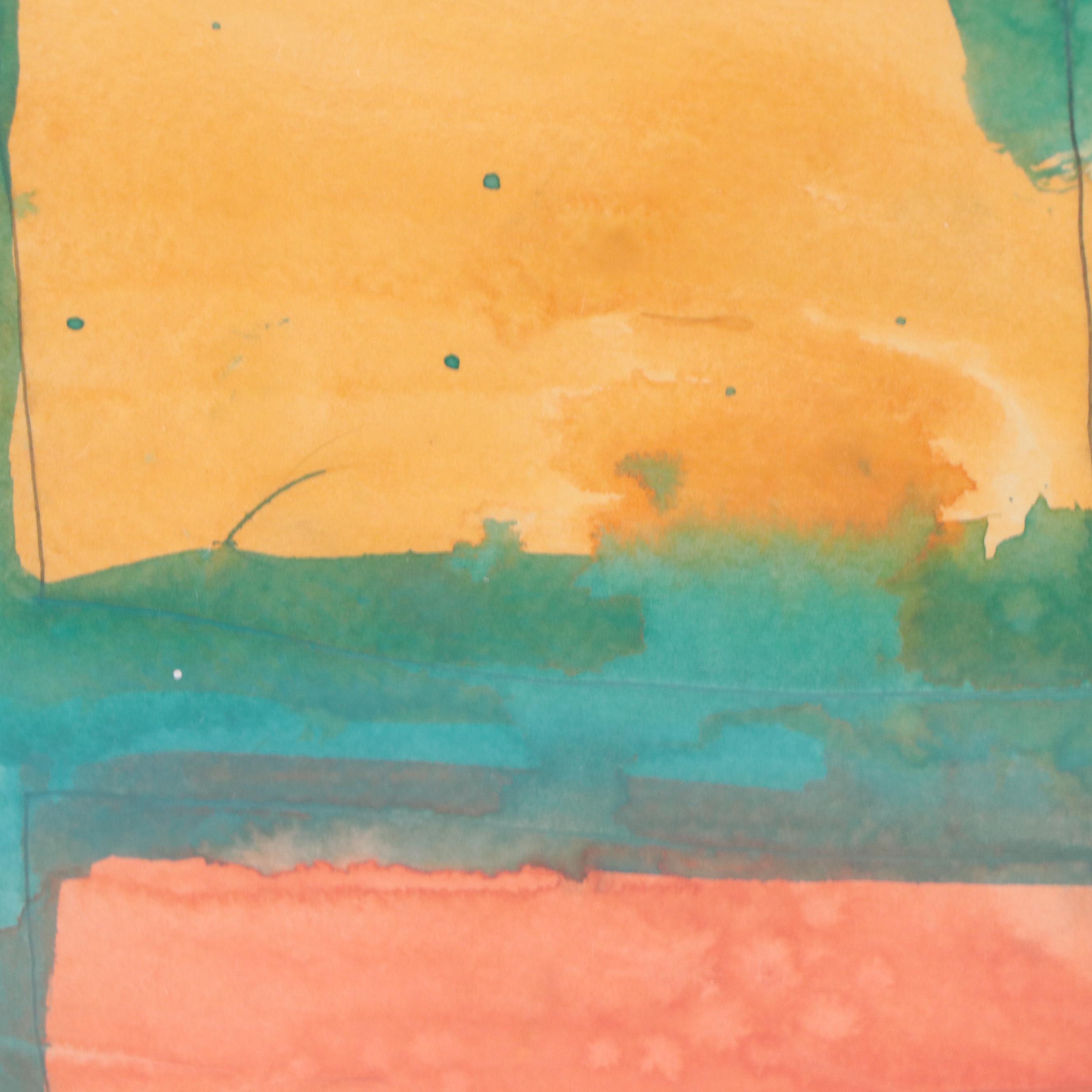 Abstract Geometric Watercolor and Ink Composition