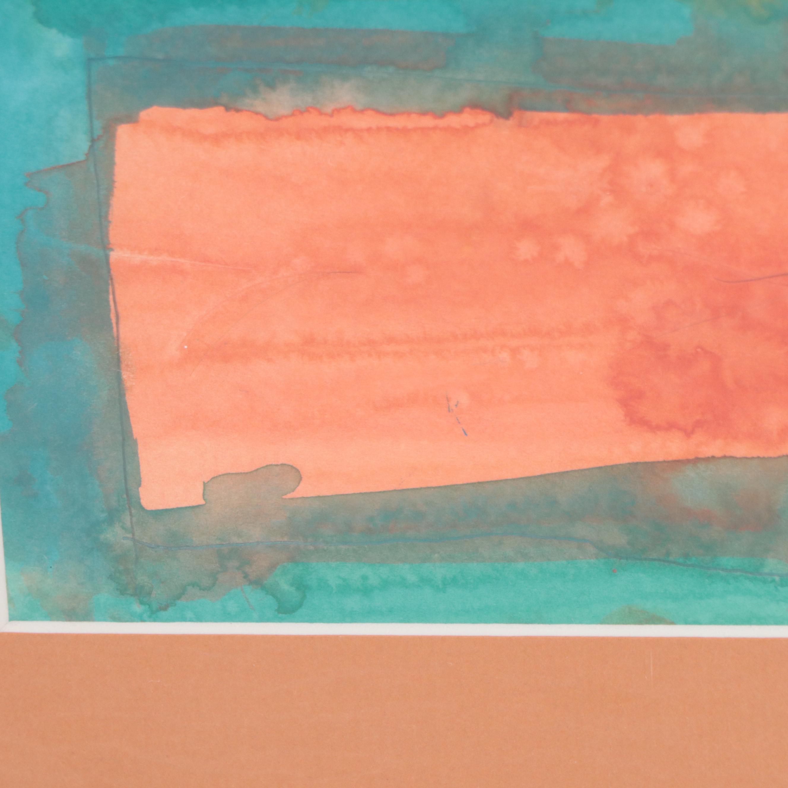 Abstract Geometric Watercolor and Ink Composition