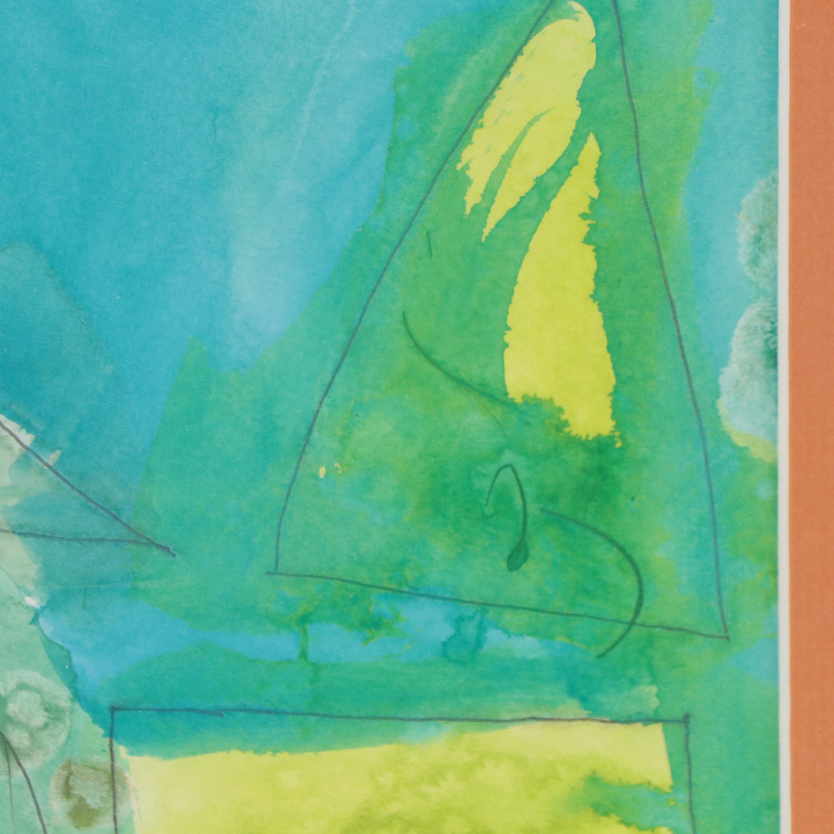 Abstract Geometric Watercolor and Ink Composition