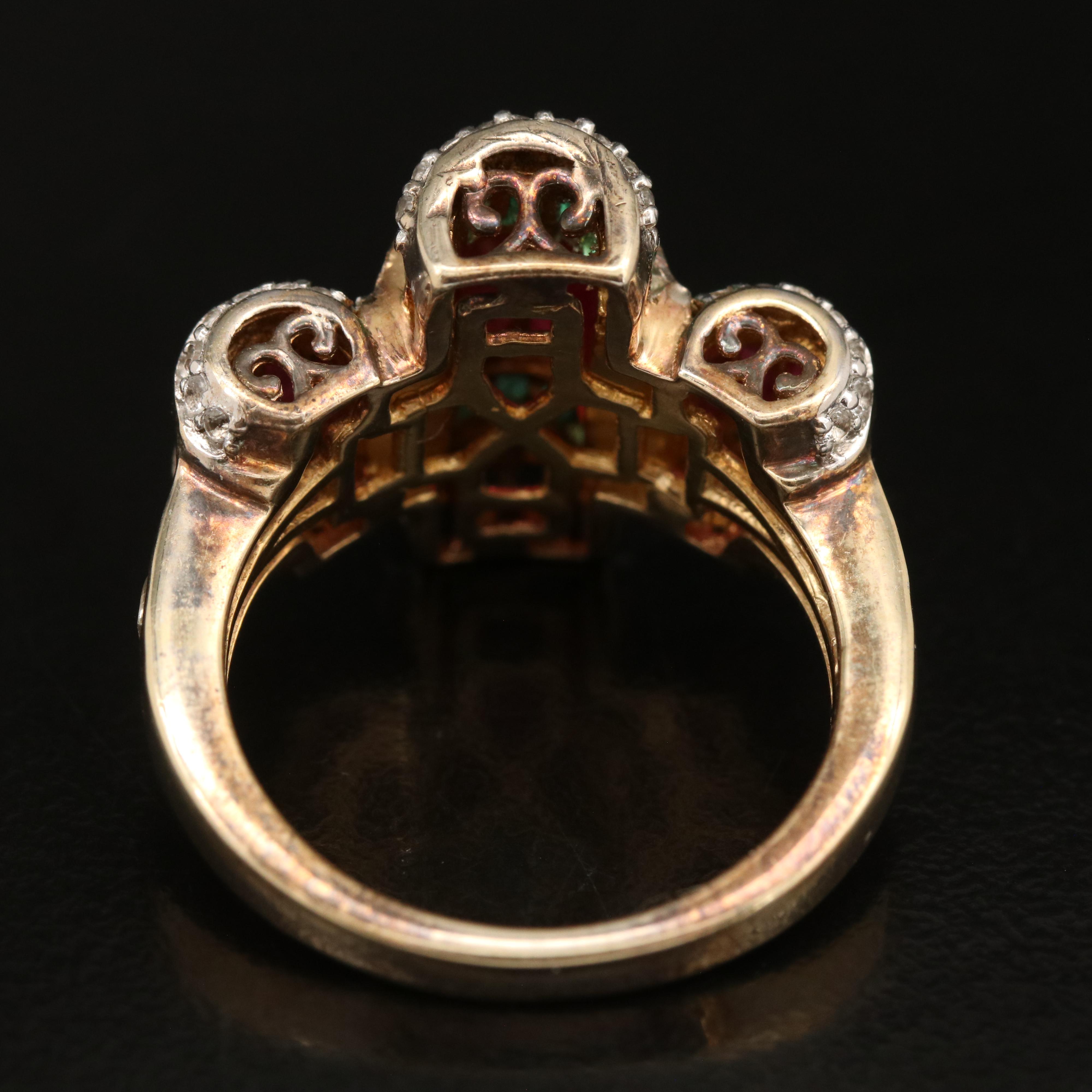 Sterling Corundum, Emerald and Topaz Ring