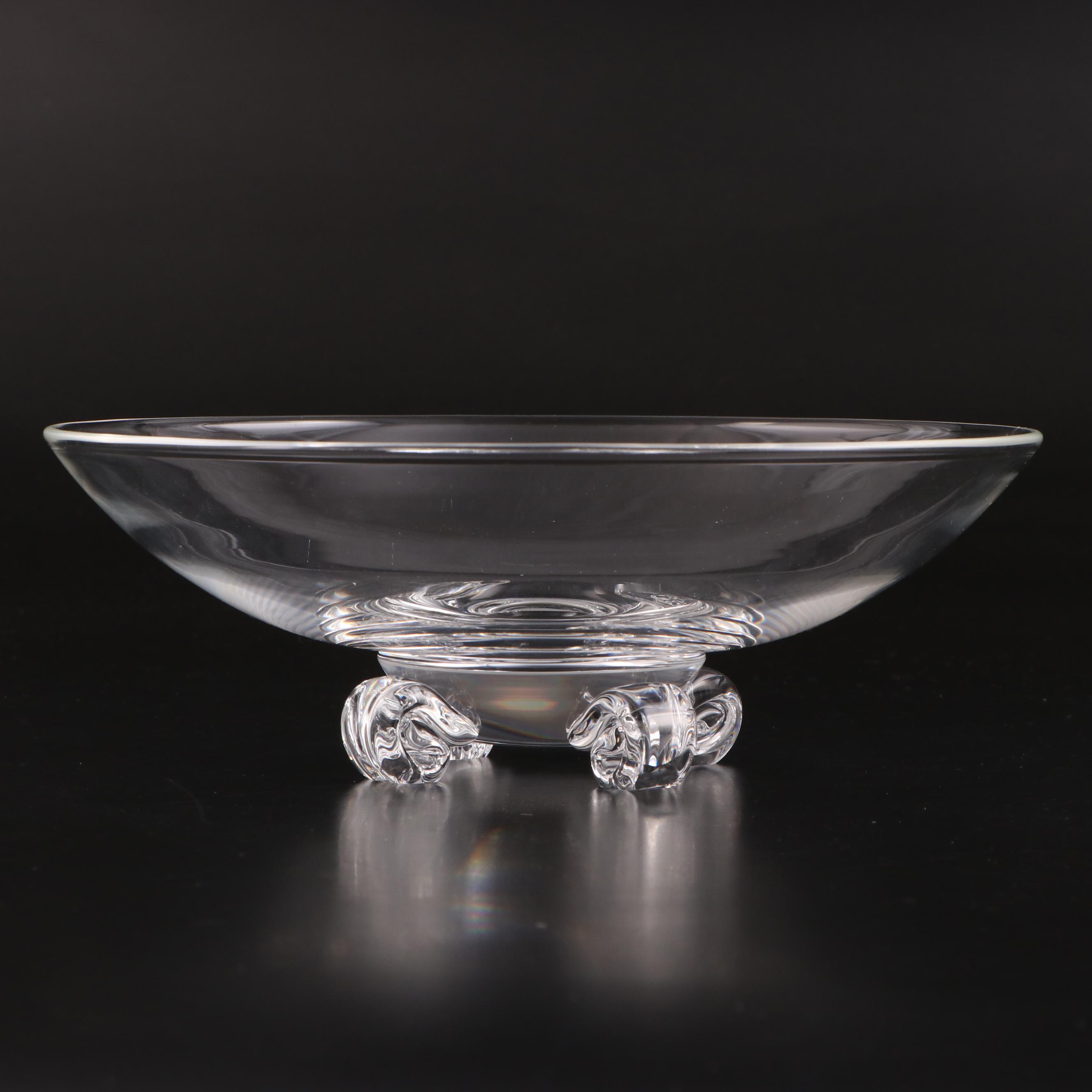 Steuben Art Glass Scroll Footed Bowl Designed by John Dreves, Mid/Late 20th C.