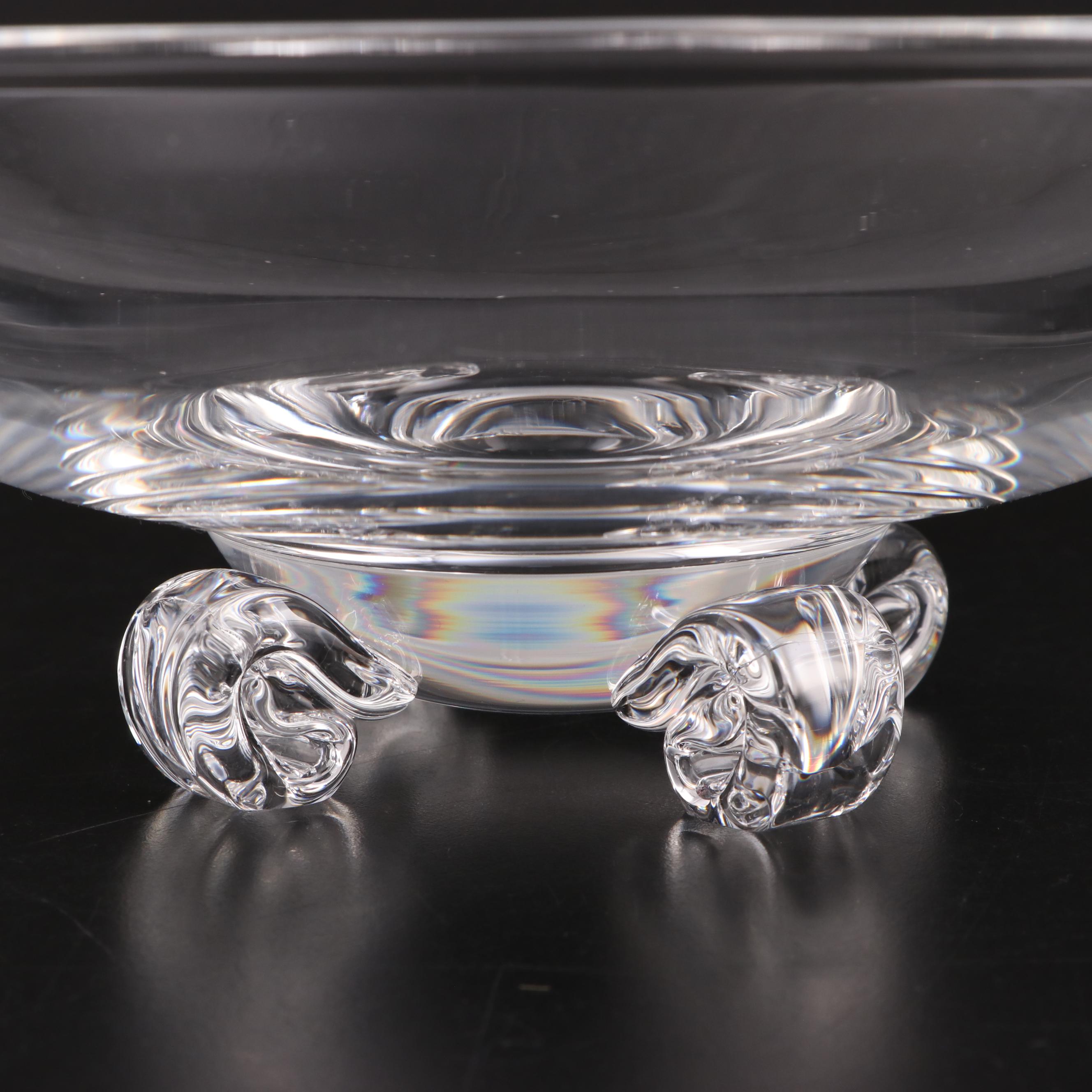 Steuben Art Glass Scroll Footed Bowl Designed by John Dreves, Mid/Late 20th C.