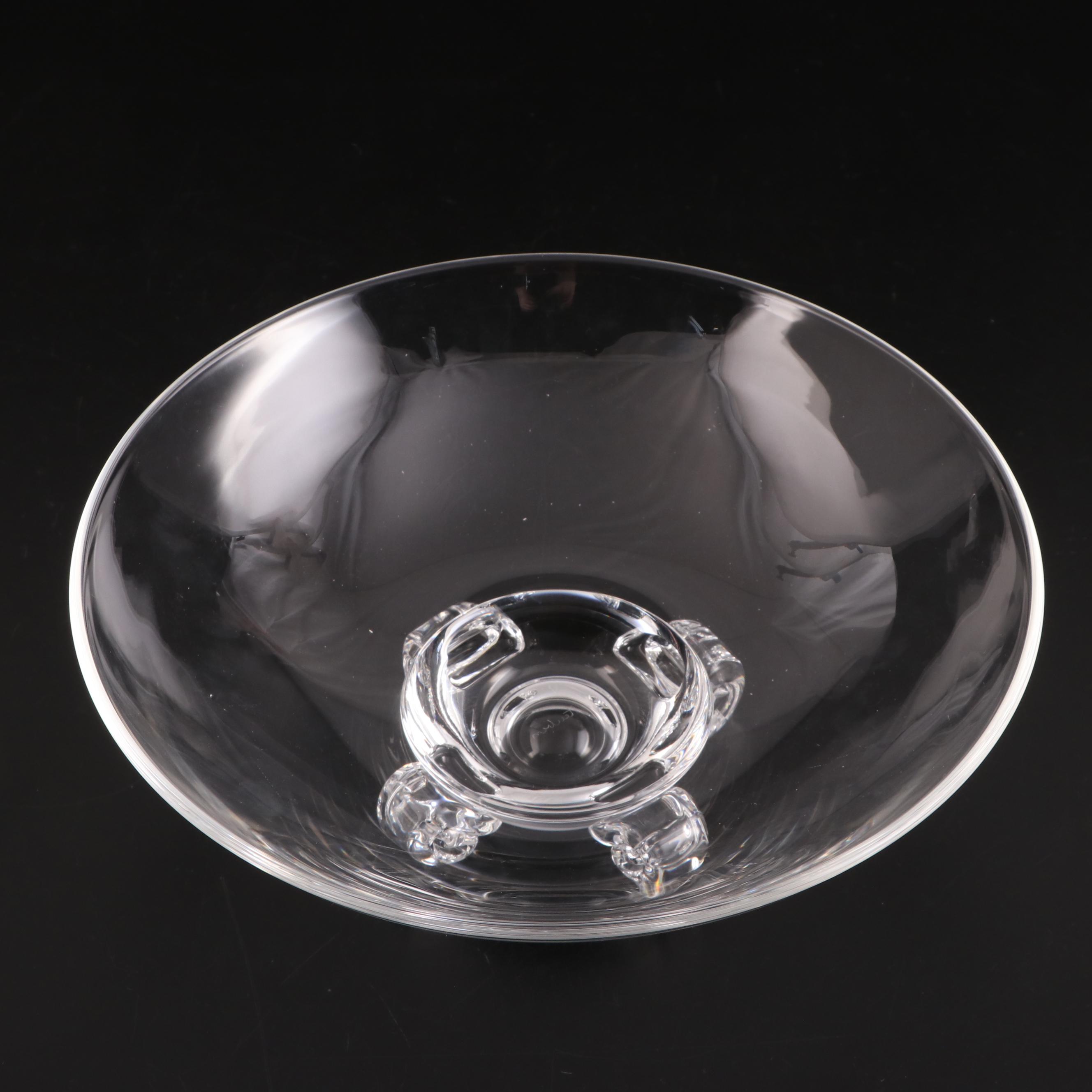 Steuben Art Glass Scroll Footed Bowl Designed by John Dreves, Mid/Late 20th C.