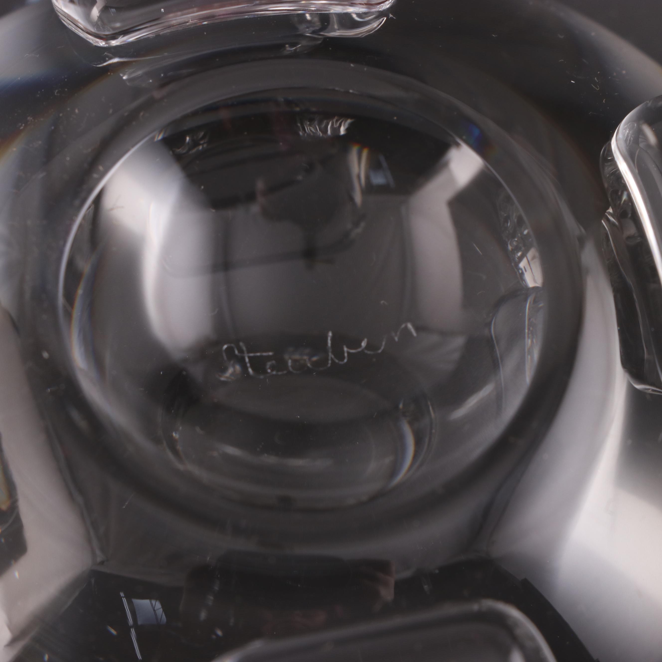 Steuben Art Glass Scroll Footed Bowl Designed by John Dreves, Mid/Late 20th C.